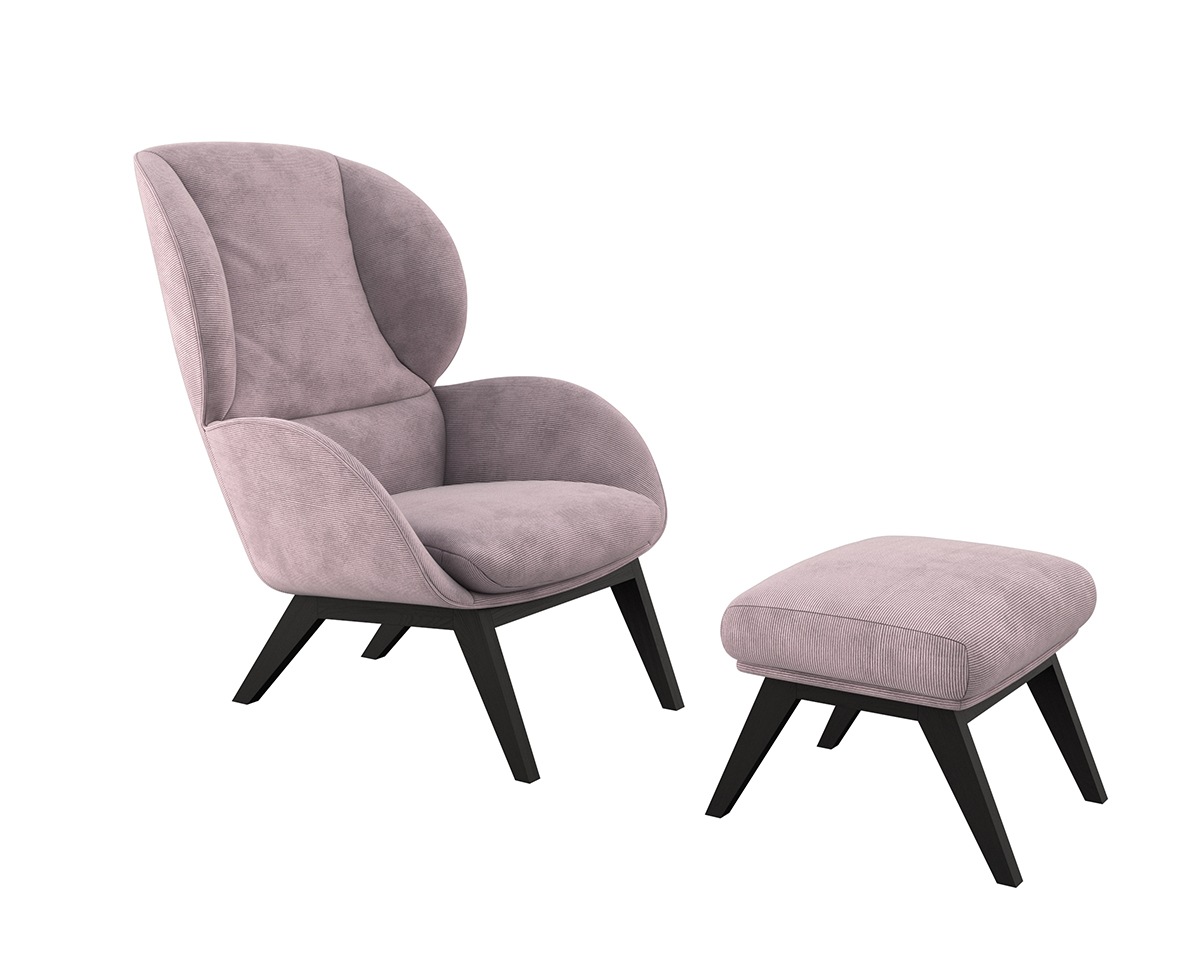 FLEXLUX Polsterhocker »Adria«, Fuß schwarz, Fußhocker für Ohrensessel günstig online kaufen