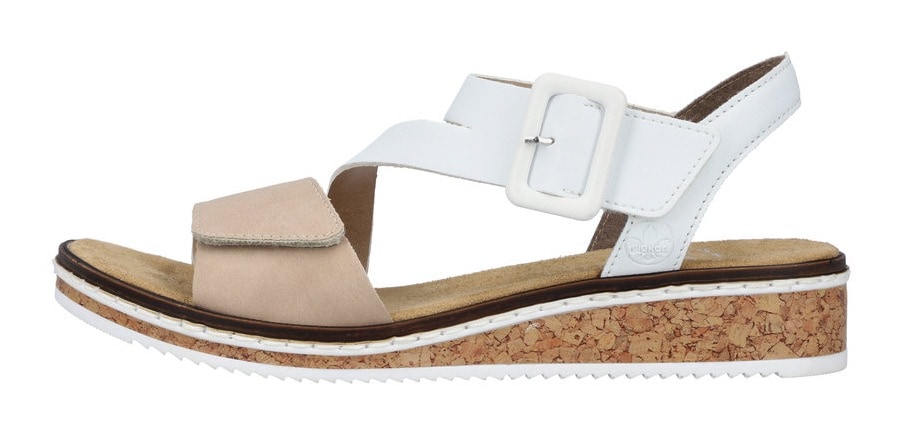 Rieker Riemchensandale, Sommerschuh, Sandalette, Keilabsatz, mit asymmetrischem Riemchen