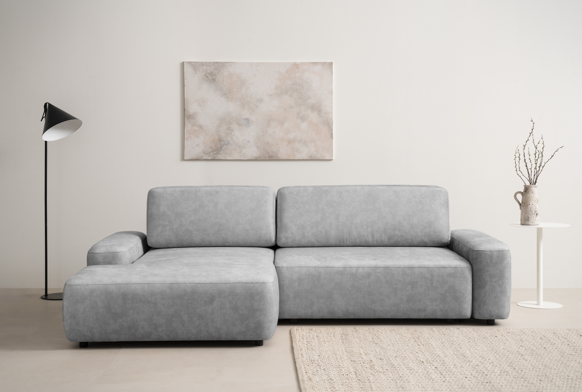 INOSIGN Ecksofa »TORGE (264cm), Schlafsofa in Cord, Samtvelours o Struktur fein, L-Form«, Schlaffunktion, Bettkasten, Liegefläche: 125/210 cm