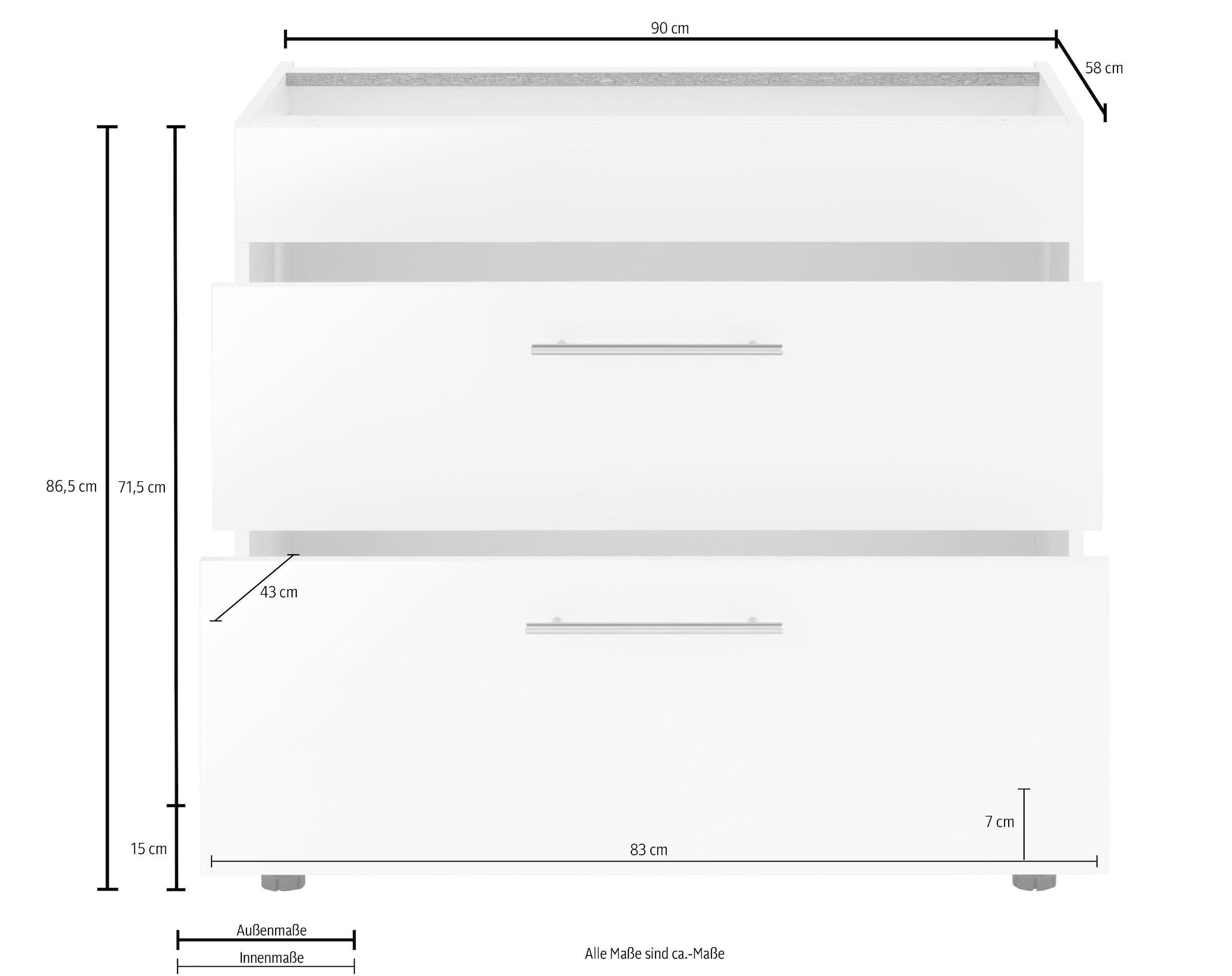 wiho Küchen Kochfeldumbauschrank »Ela«, 90 cm breit, mit Soft-Close-Funktion