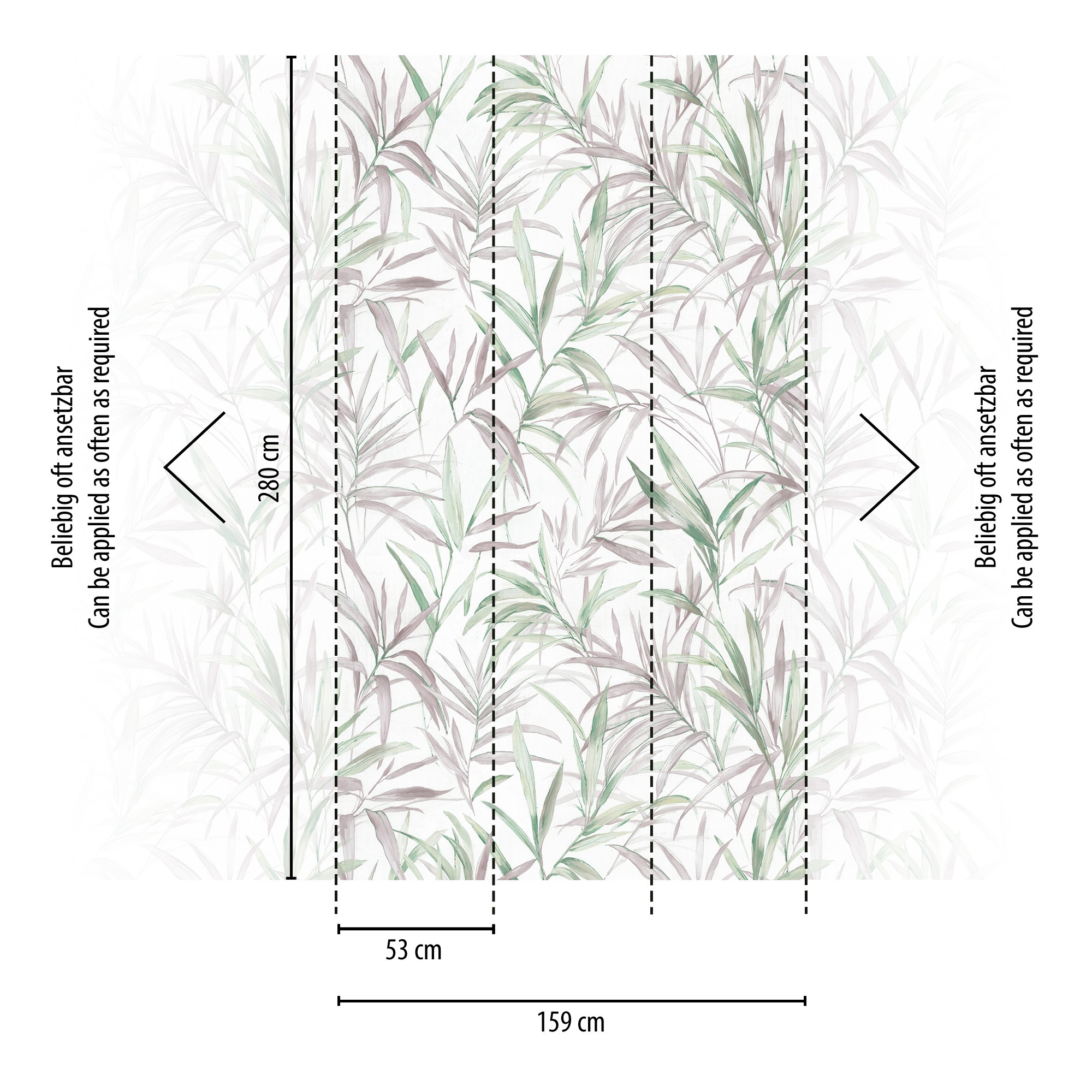 CosmoLiving by Cosmopolitan Vliestapete »Cecilia Fototapete erweiterbar« matt strukturiert Zarte Blätter in Grün- und Lilatönen