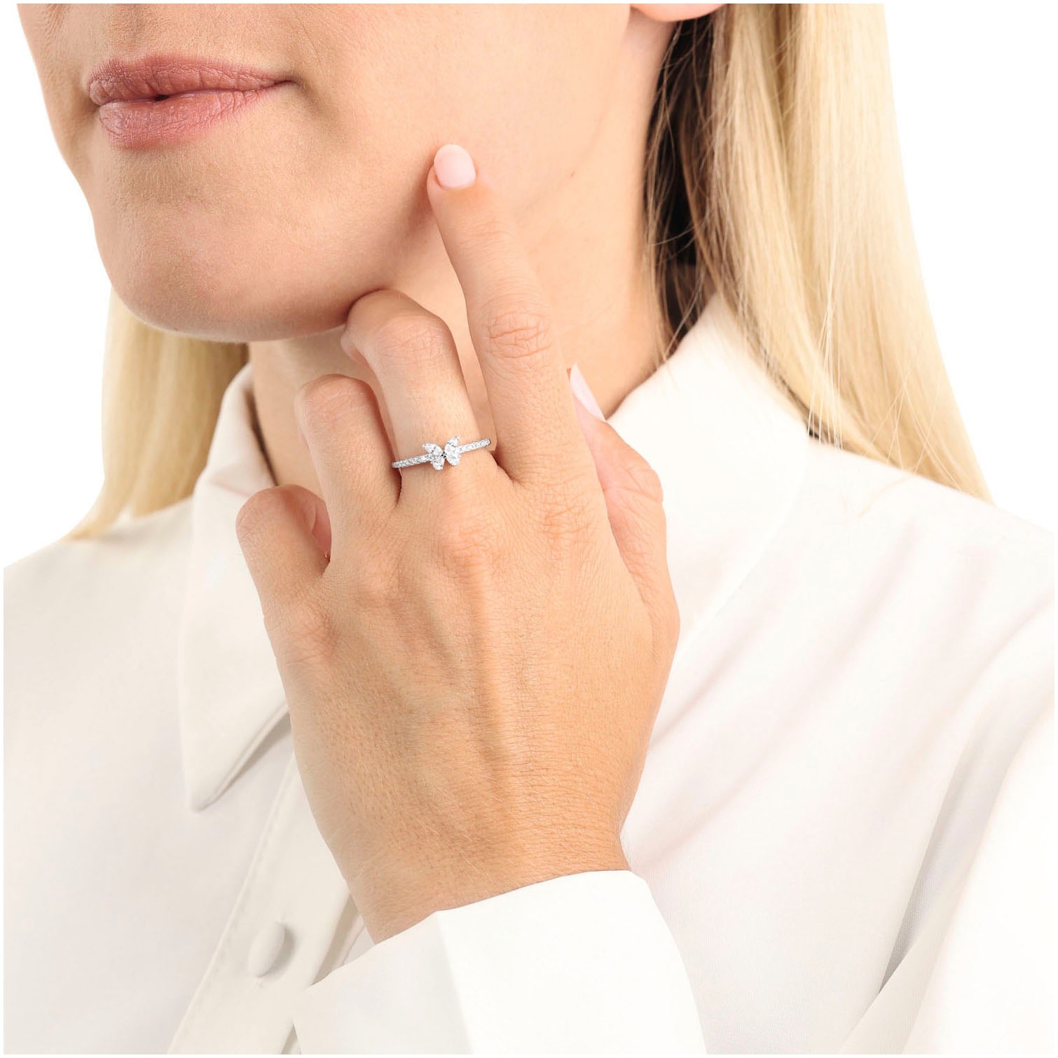 Amor Fingerring »Schmetterling, 2037267/-68/-69/-70/-71«, mit Zirkonia (synth.)