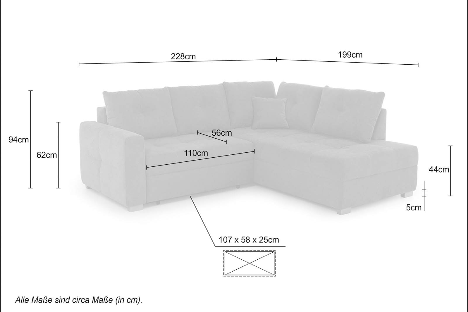 Jockenhöfer Gruppe Ecksofa »Heidelberg L-Form«, inklusive Bettfunktion, Bettkasten, Ottomane links oder rechts