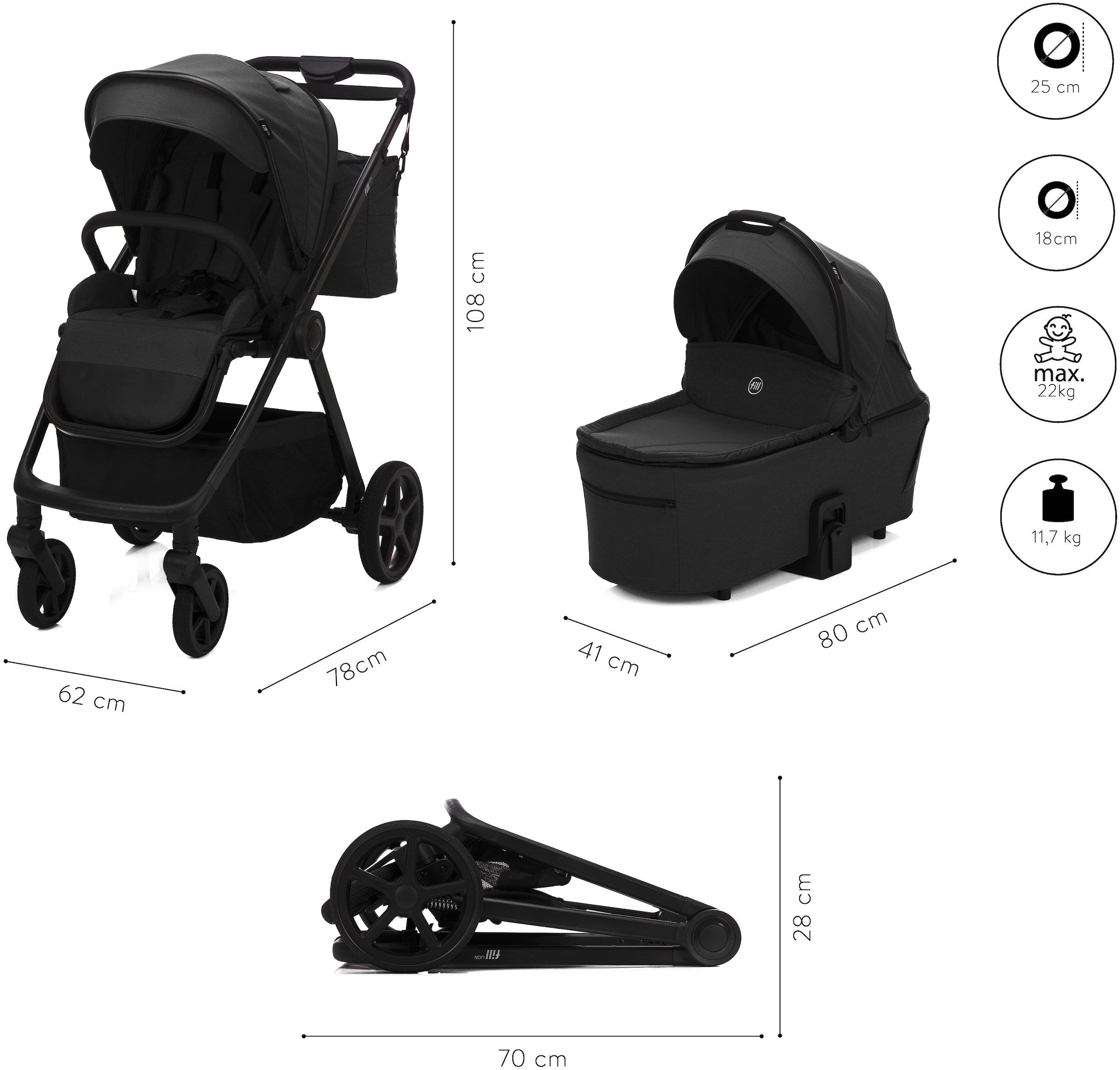 Fillikid Kombi-Kinderwagen »Lion« 22 kg