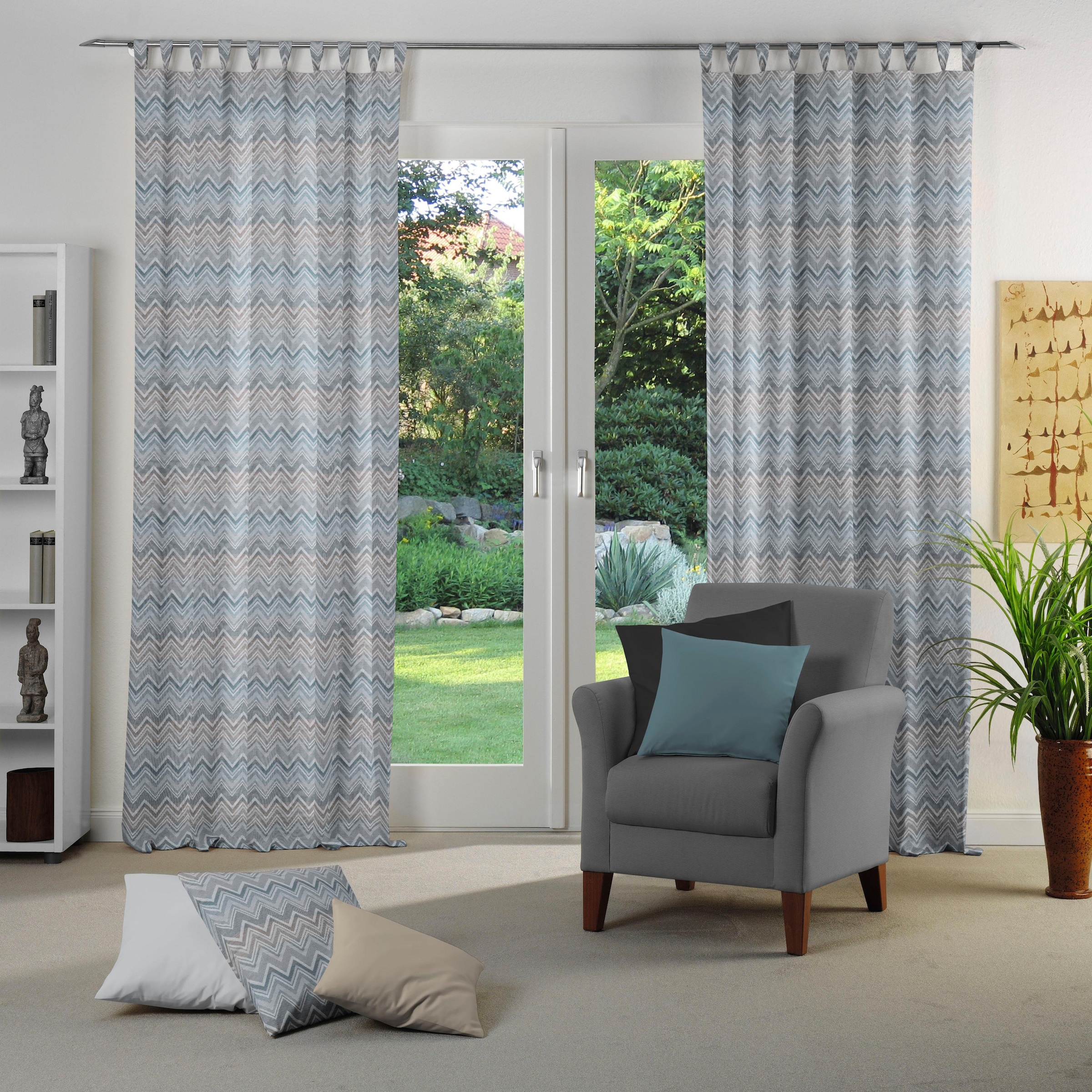 Wirth Vorhang "Benewitz" Gr. 1, blau, 125cm, Schlaufen, 65cm