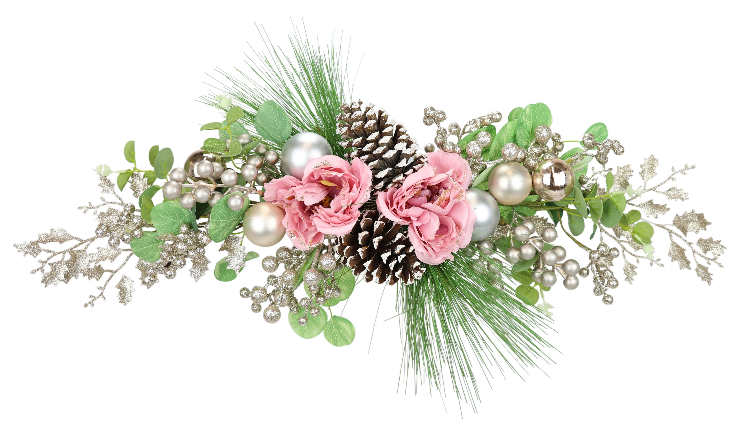 I.GE.A. Kunstblume »Tischgesteck Päonie« Aufleger Eukalyptus, Zapfen, Tisch günstig online kaufen