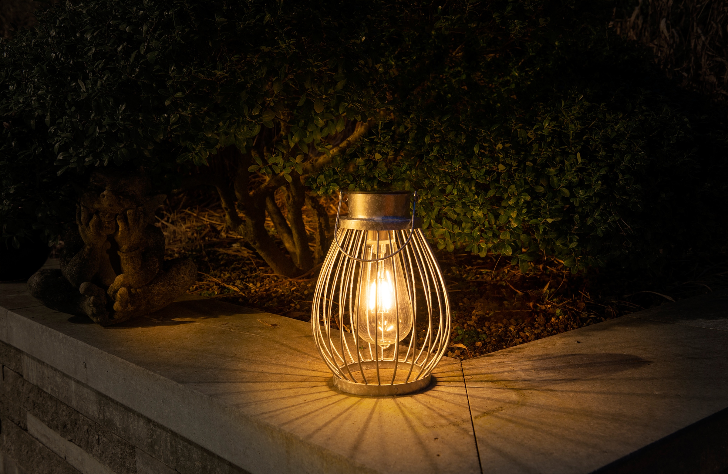 näve LED Solarleuchte »Balubo«, 1 flammig, Leuchtmittel LED-Modul | LED fest integriert, Solar, incl. Schiebeschalter, Lichtfarbe: warmweiß, Farbe: silber