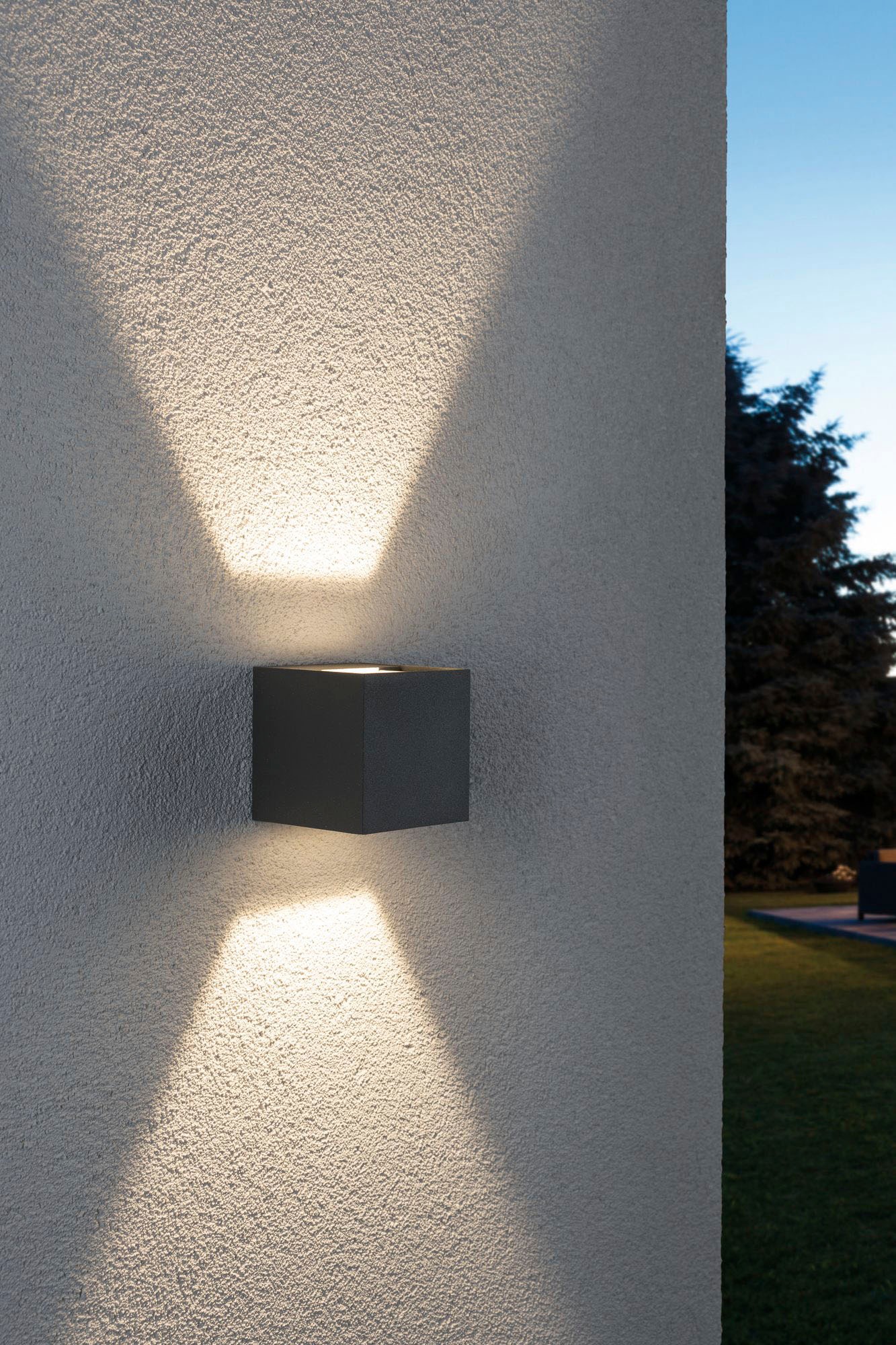 Paulmann LED Außen-Wandleuchte »Outdoor 230V Cybo LED 2x3,5W 230V IP65 eckig 80x80mm Grau Aluminium«, 2 flammig, Outdoor 230V Cybo LED 2x3,5W 230V IP65 eckig 80x80mm Aluminium