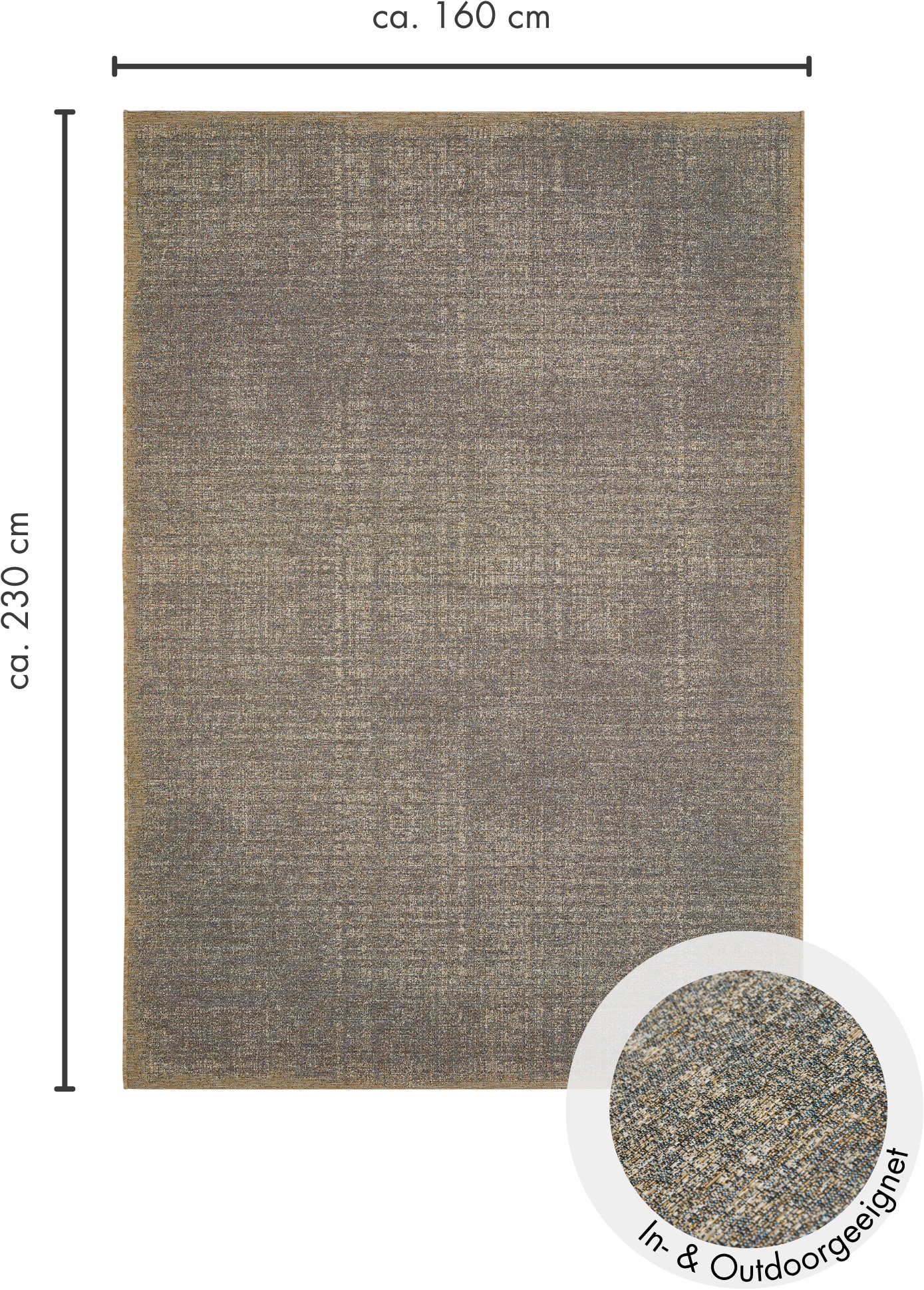 LUXOR living Teppich »Patio, Made in Belgium«, rechteckig, 3 mm Höhe, Kurzflor, meliert, In- und Outdoor geeignet, für Balkon & Terrasse