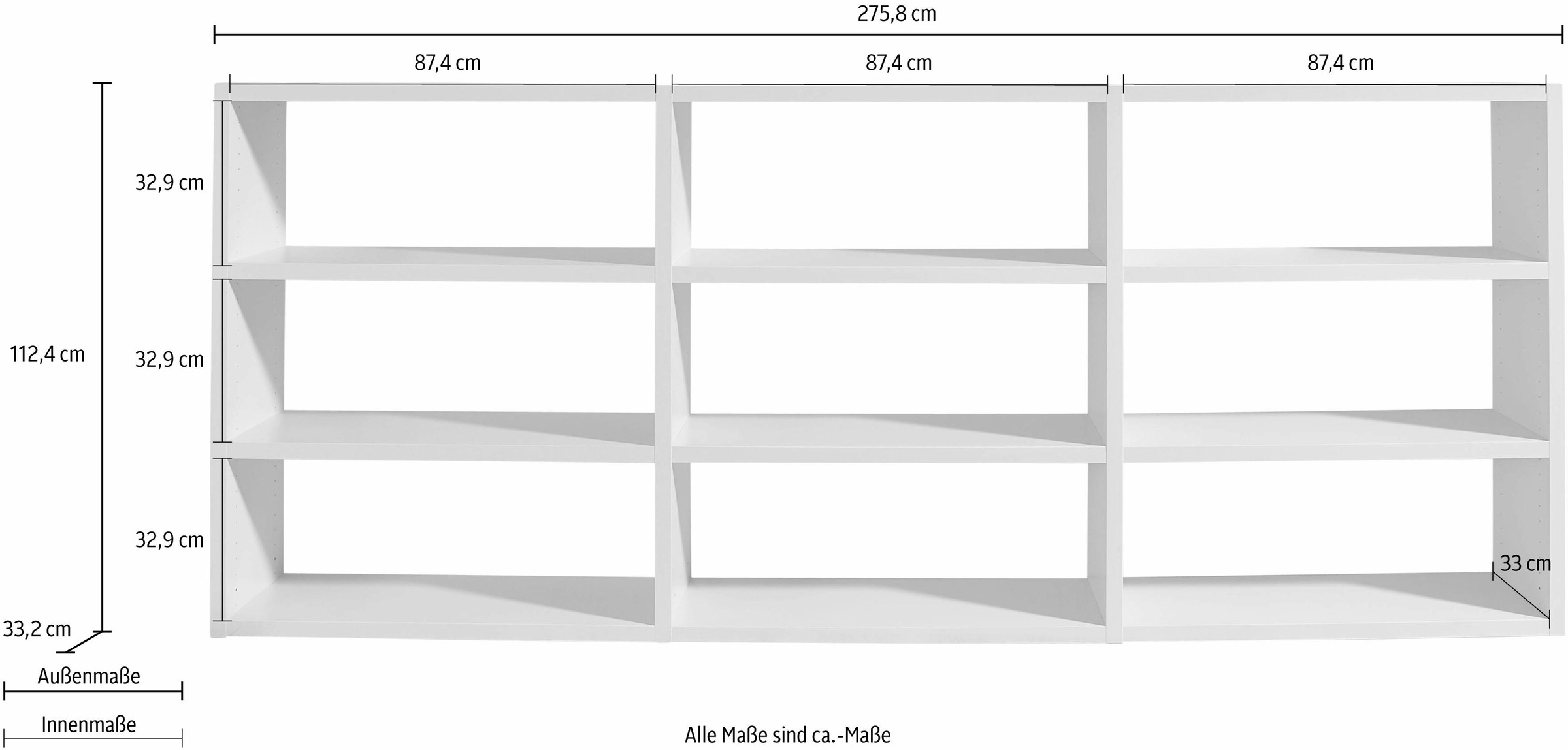 fif möbel Raumteilerregal »Toro«, 9 Fächer, Breite 275,8 cm