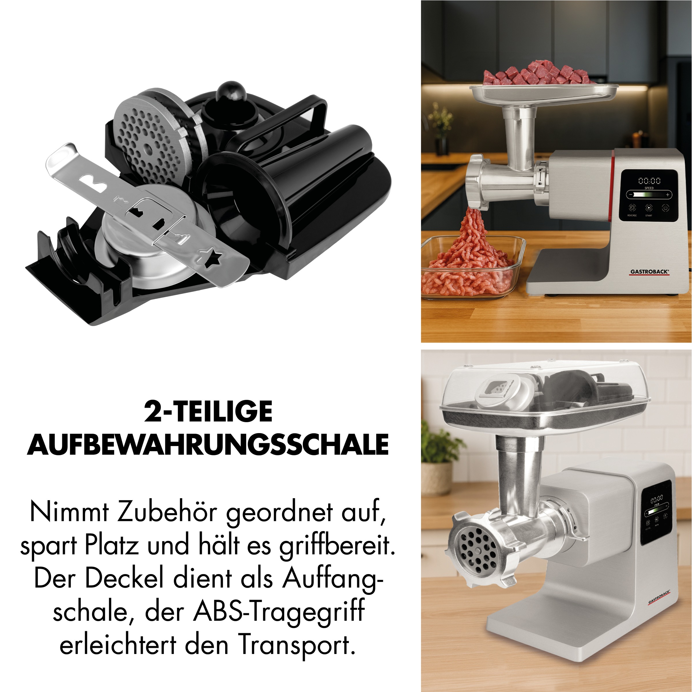 Gastroback Fleischwolf »Design Fleischwolf 6-in-1 Power Pro« inklusive Burger-Presse