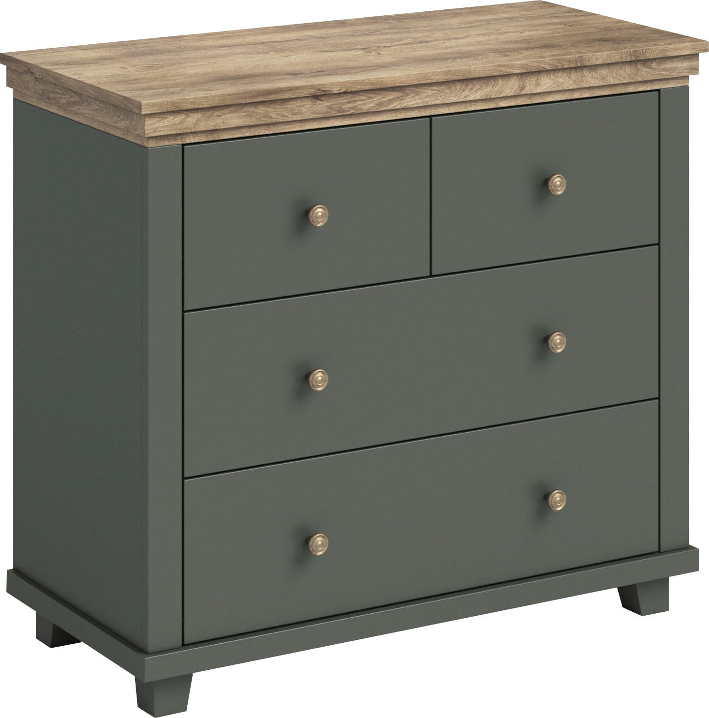 Home affaire Schubkastenkommode »Evora mit 4 Schubladen, 90x42x80,5 cm (BxTxH), FSC®-zertifiziert«, Kommode mit MDF-Applikationen, Landhausstil, passende Ergänzung