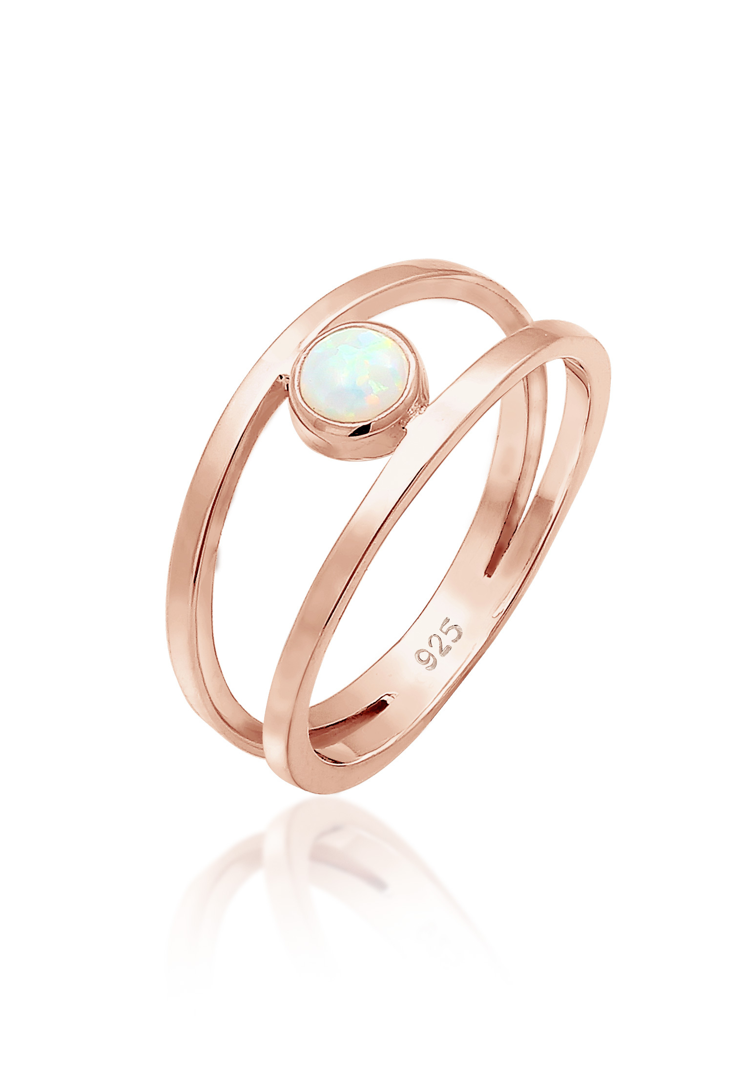 Fingerring »Bandring Zweireihig Synthetischer Opal 925 Silber«