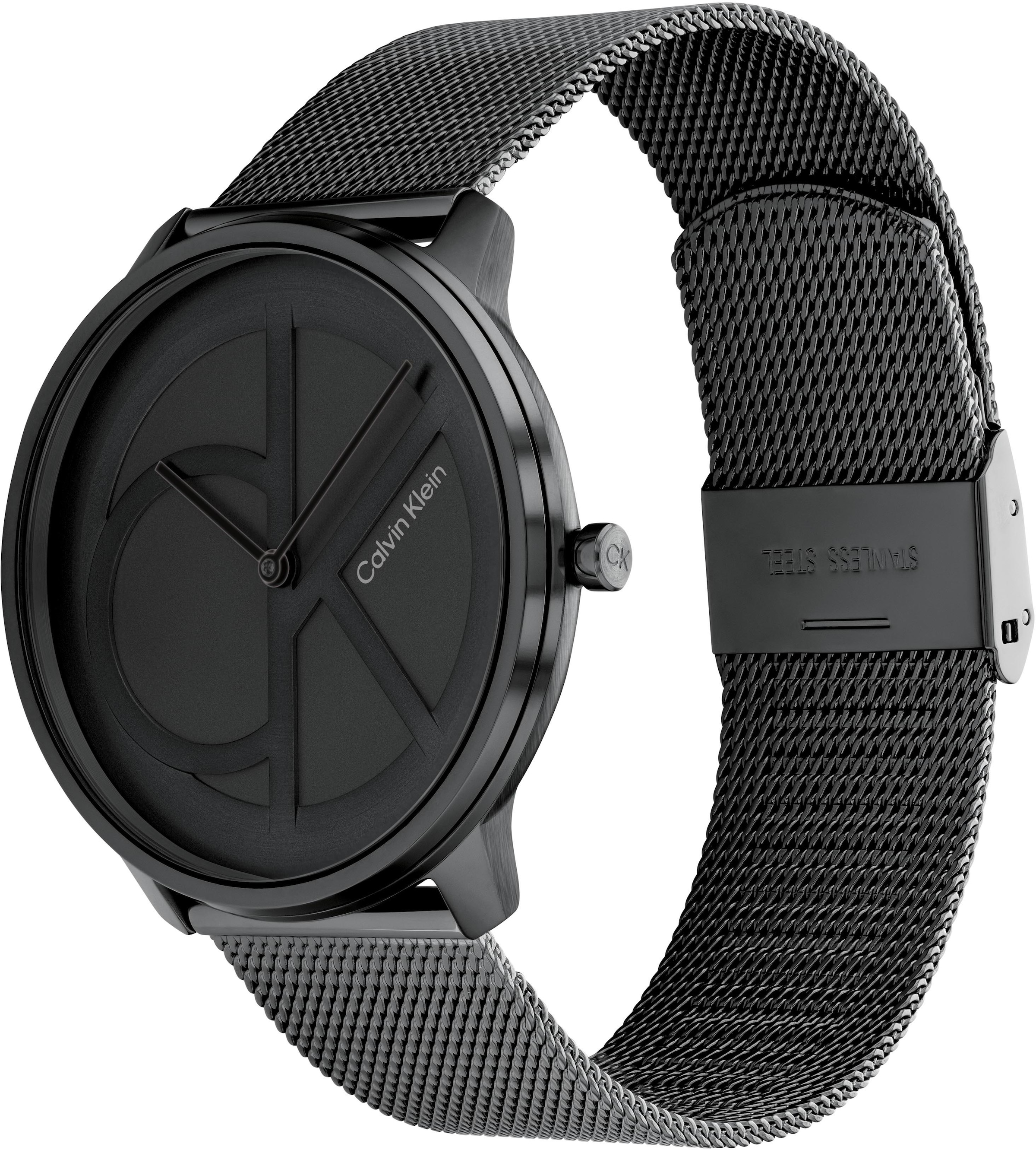 Calvin Klein Quarzuhr »Iconic Mesh 40 mm, 25200028«, Armbanduhr, Herrenuhr, Mineralglas, IP-Beschichtung