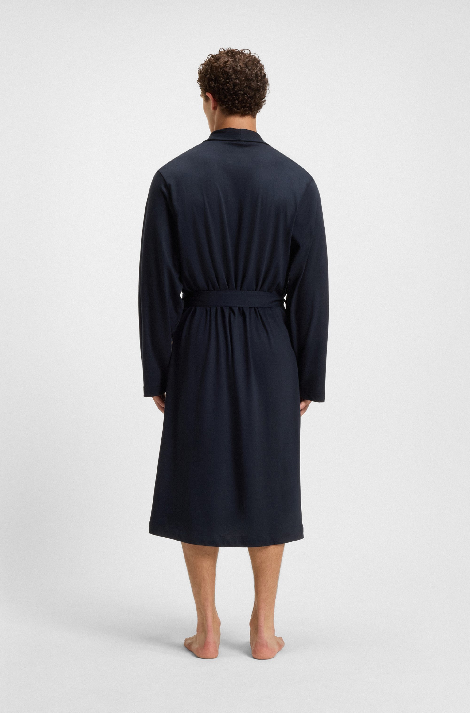 BOSS Morgenmantel aus Baumwoll-Jersey mit Logo-Stickerei