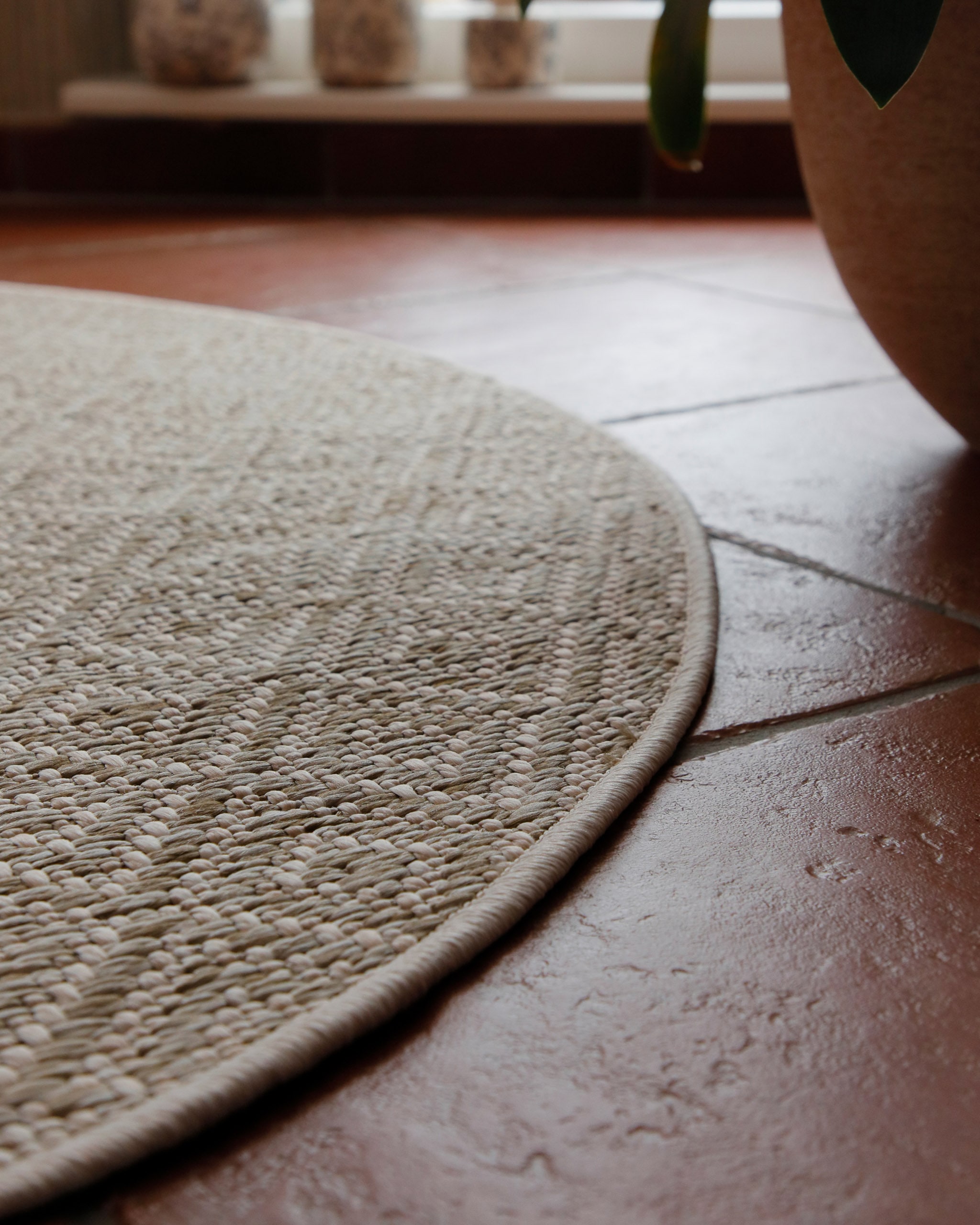 Wecon home Teppich »Miami Beach« rund 5 mm Höhe In- & Outdoor Teppich, wetterfest, modernes Rauten Muster, Balkon