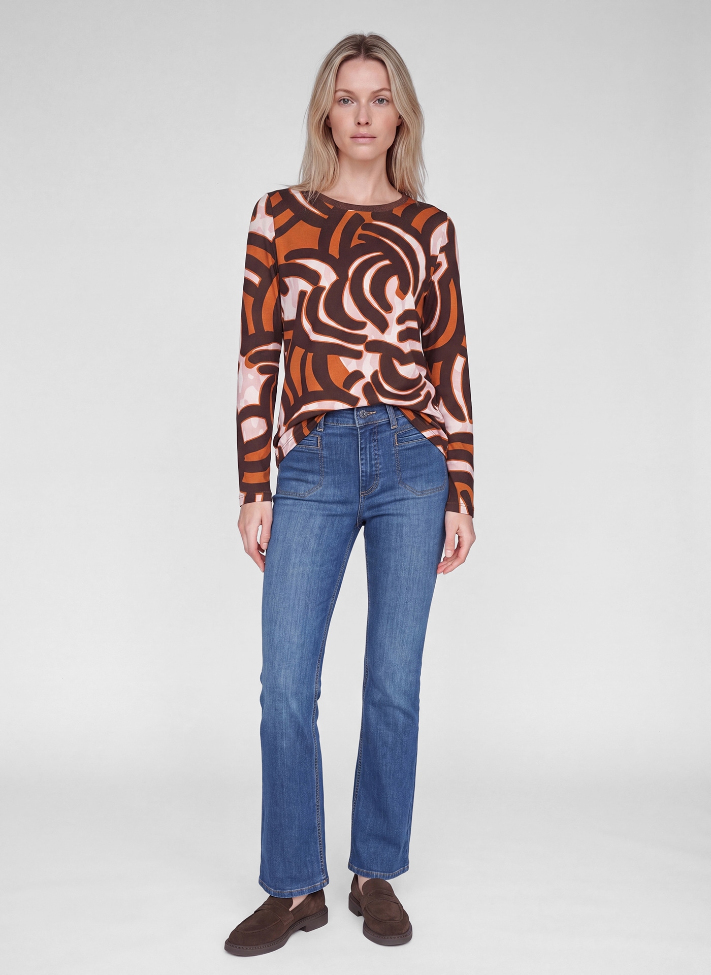 Rabe Langarmshirt mit grafischem Muster