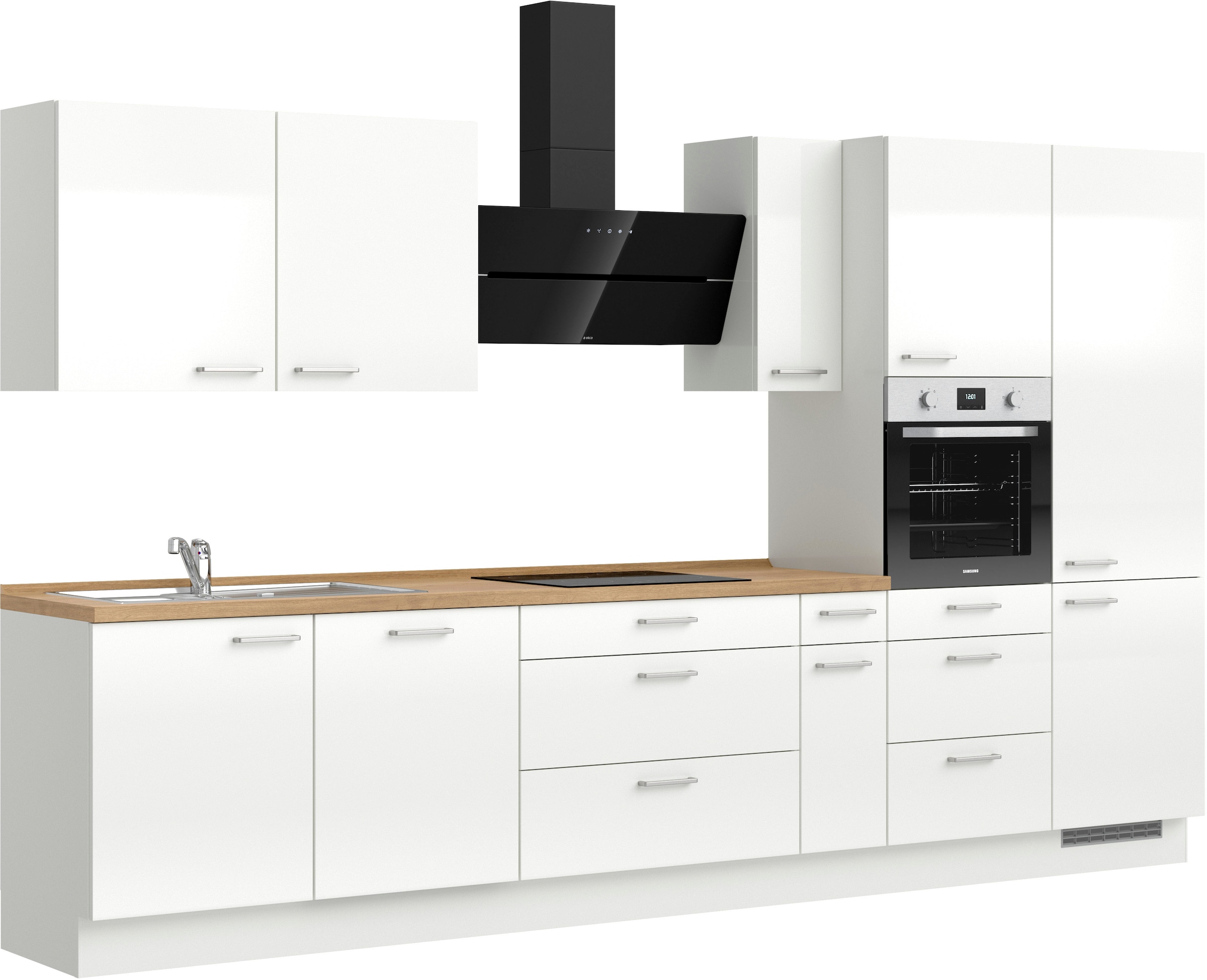 nobilia® Küchenzeile »"Flash II" mit Hochglanz Fronten«, vormontiert, Ausrichtung wählbar, Breite 360 cm, wahlw. mit E-Geräten