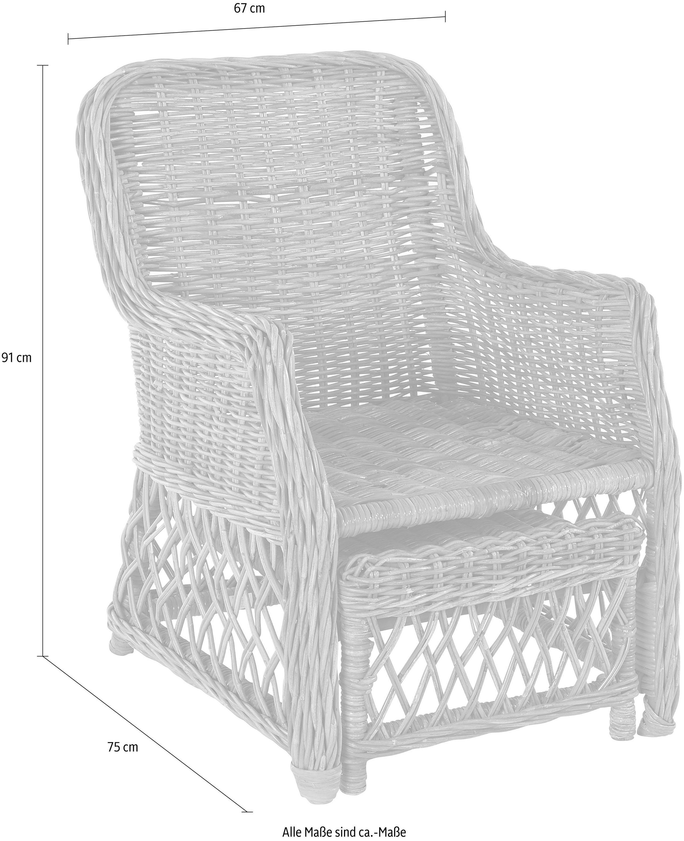 Home affaire Rattanstuhl, Handarbeit, Maße (B/T/H): (67/75/91)