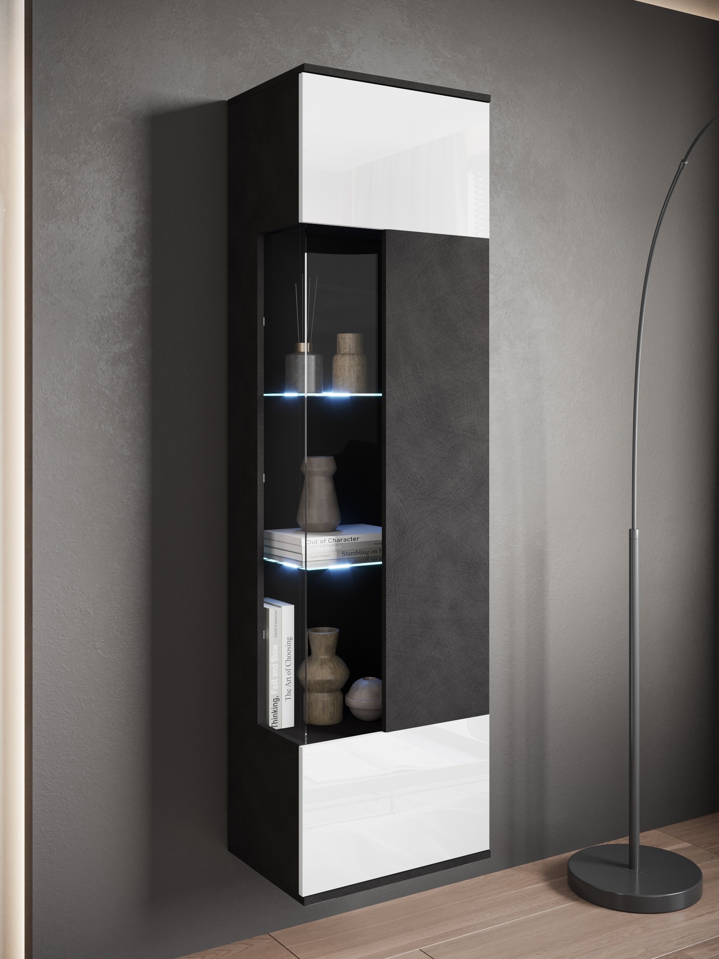 INOSIGN Vitrine »Kenia, stehend und hängend, Türanschlag wechselbar«, (1 St.), Vitrineschrank mit Glastüren 160 cm Höhe
