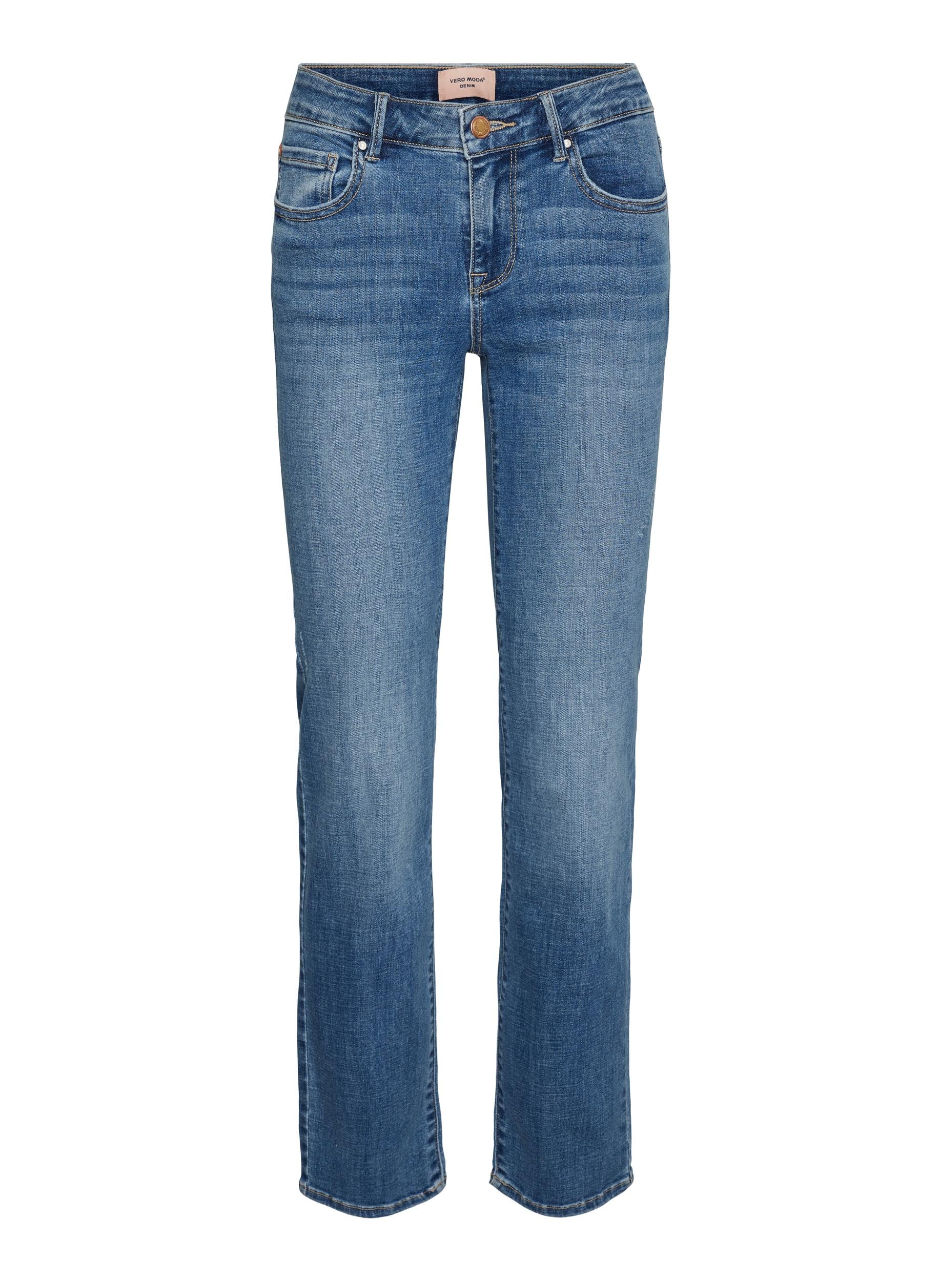 Vero Moda Straight-Jeans »VMFLASH MR STRAIGHT JEANS LI347 GA NOOS« Baumwollmischung mit Stretch, regular waist, straight fit
