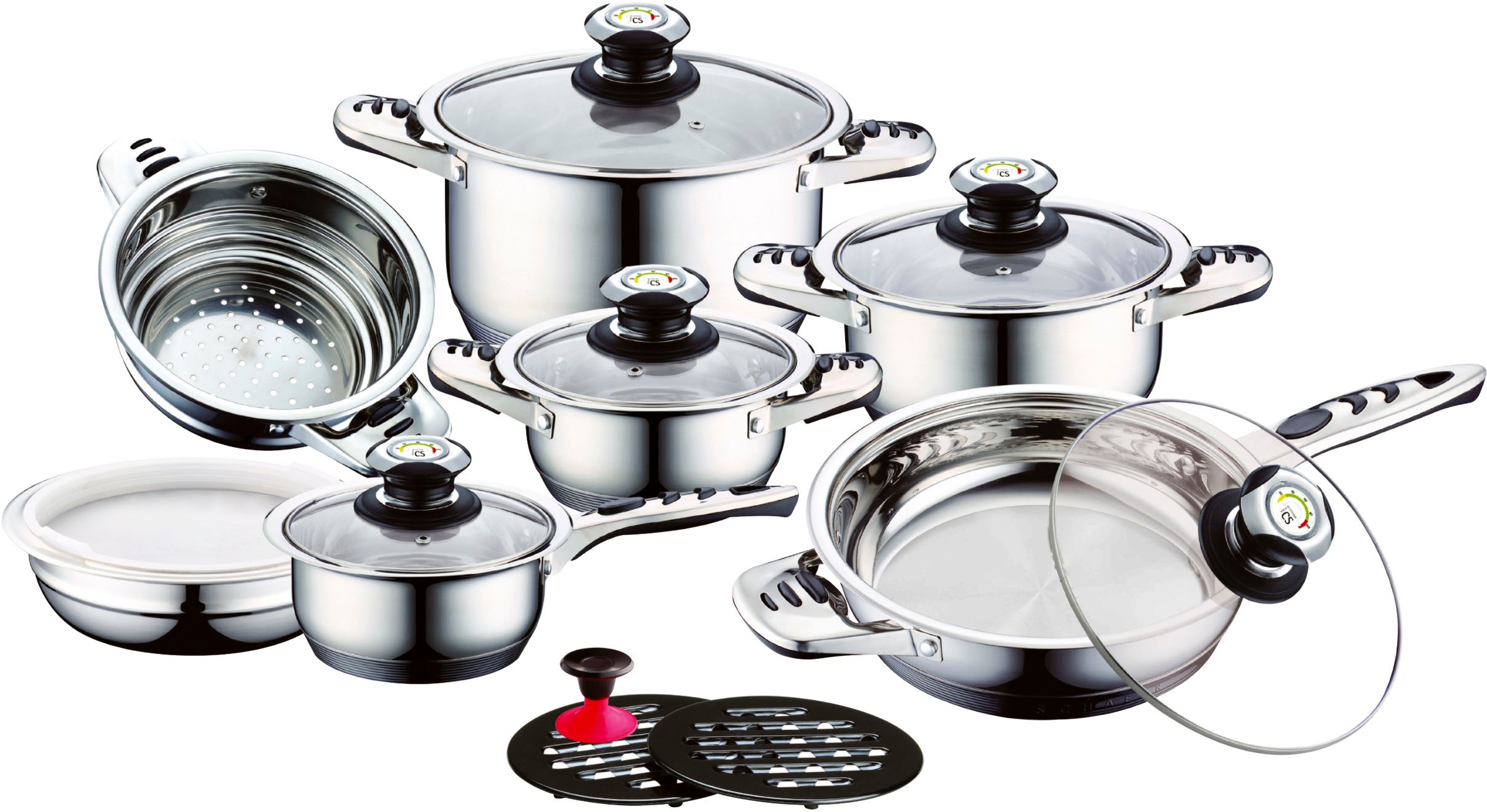 CS Koch-Systeme Topf-Set »Aurich« Edelstahl Set, Bratentopf 16/20/24cm, Sti günstig online kaufen