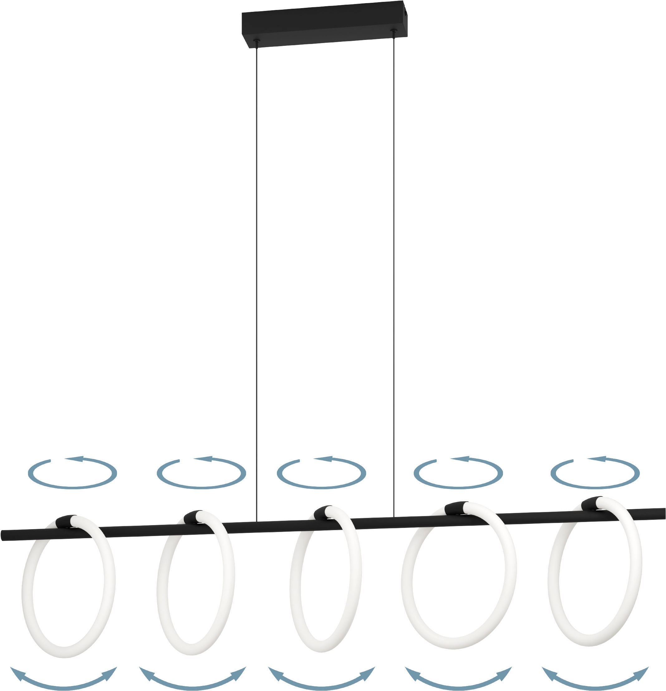 EGLO Hängeleuchte »CARANACOA«, Leuchtmittel LED-Modul | LED fest integriert, Hängeleuchte in schwarz aus Stahl - 7W - Warmweiß