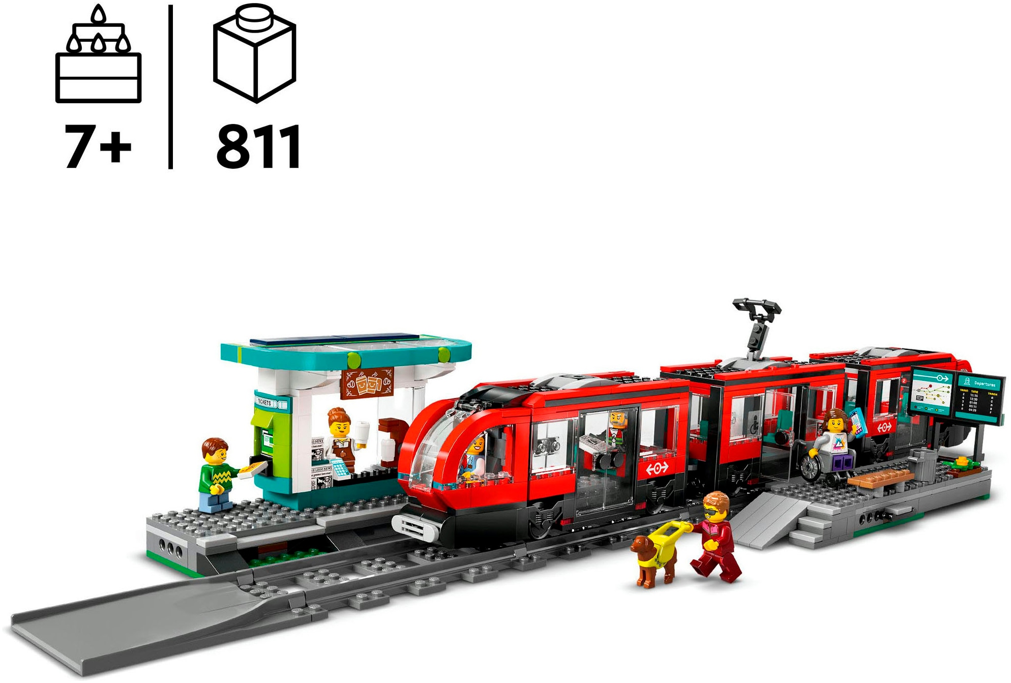 LEGO® Konstruktionsspielsteine »Straßenbahn mit Haltestelle (60423), LEGO LEGO City«, (811 St.), Made in Europe