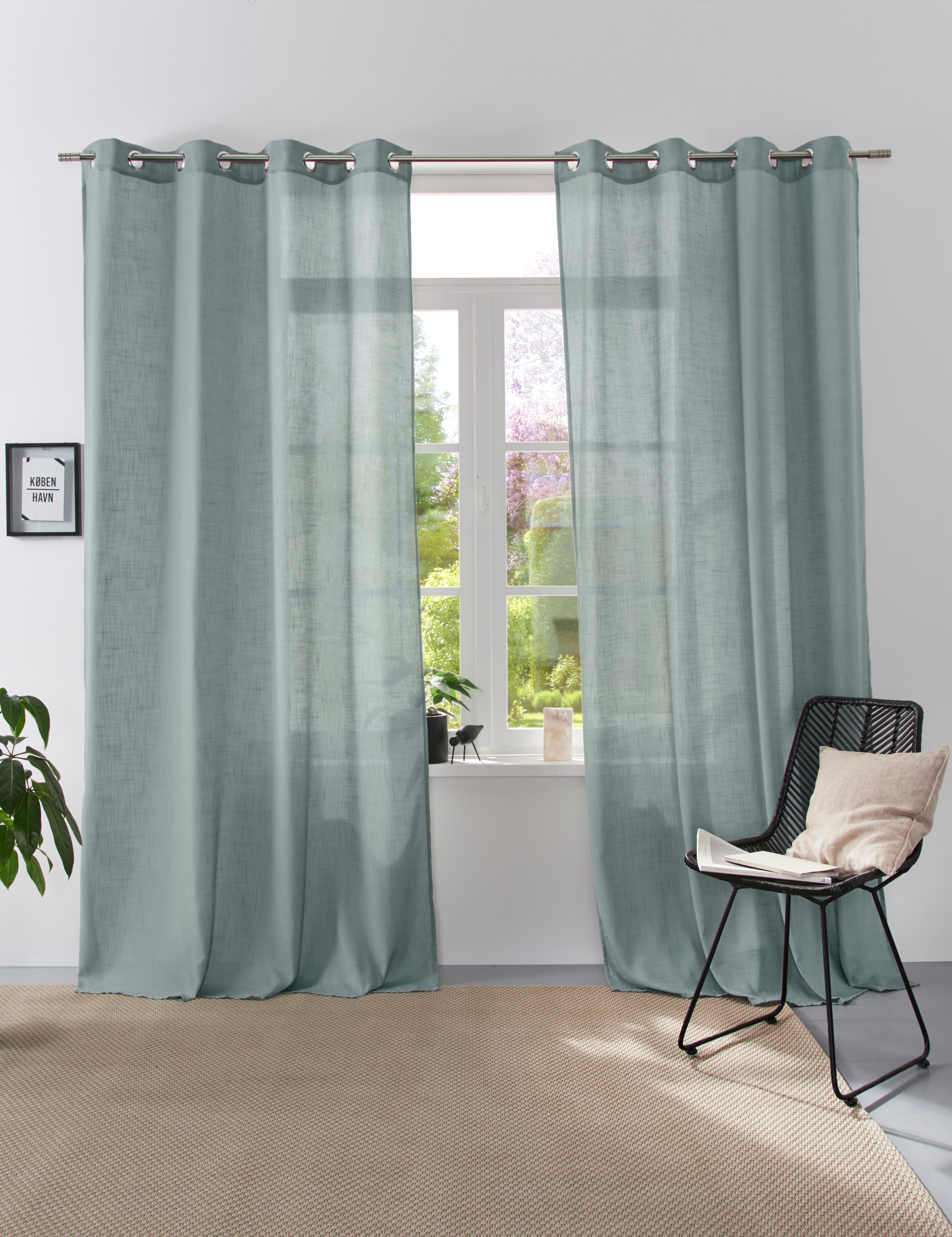 Home affaire Collection Vorhang »Linsdorf«, (1 St.), Leinenstruktur, halbtr günstig online kaufen