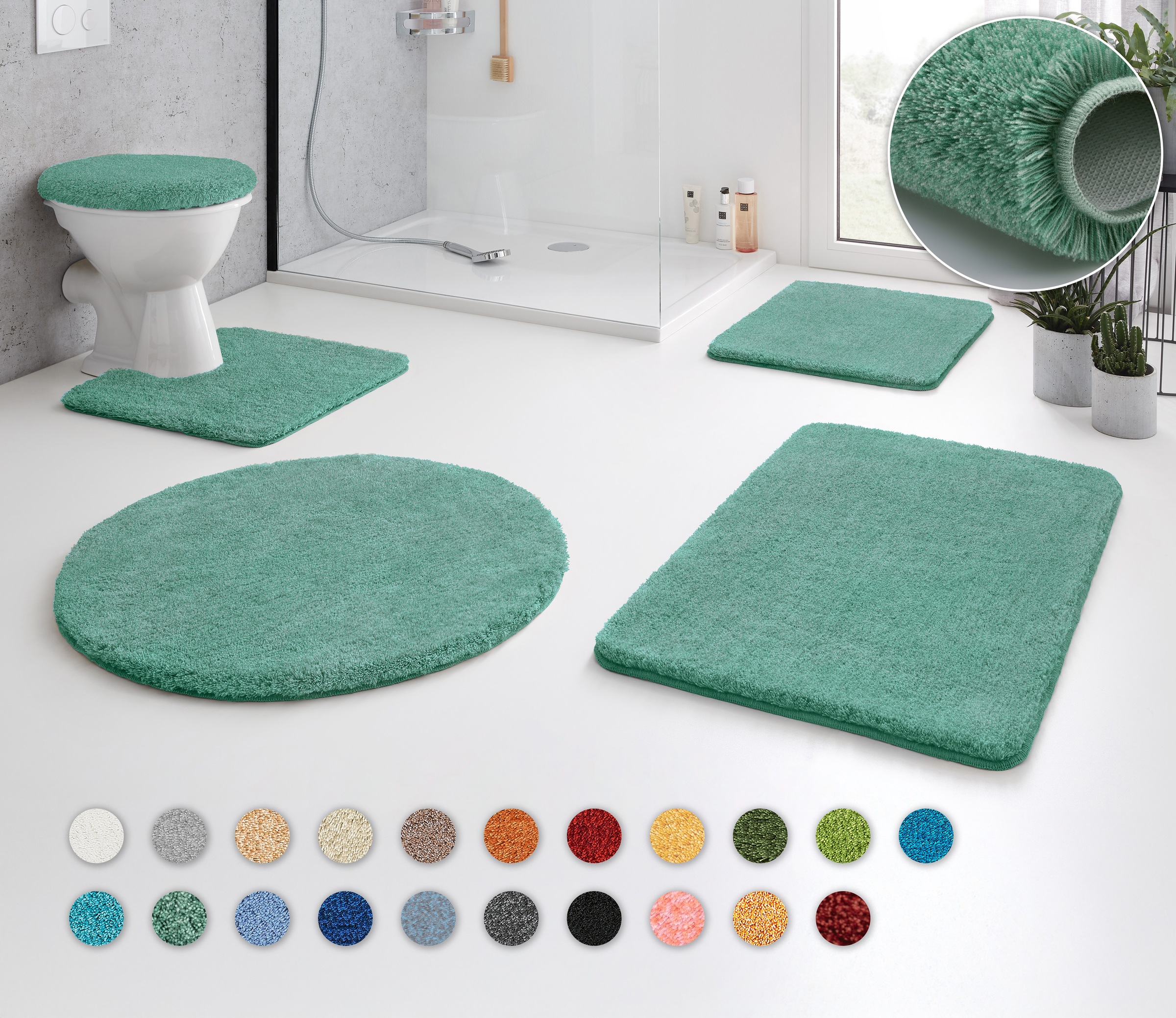 Kleine Wolke Badematte »Relax« Höhe 30 Mm Rutschhemmend Beschichtet Fußbodenheizungsgeeignet Badteppich, Uni Farben, Rechteckig, Rund & Als Set