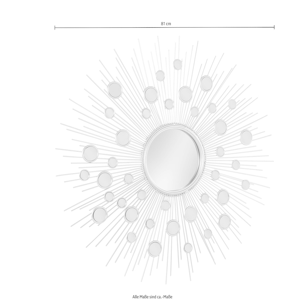 Leonique Dekospiegel »Spiegel, silber«, Wandspiegel, Sonne, rund, Ø 81 cm, Rahmen aus Metall