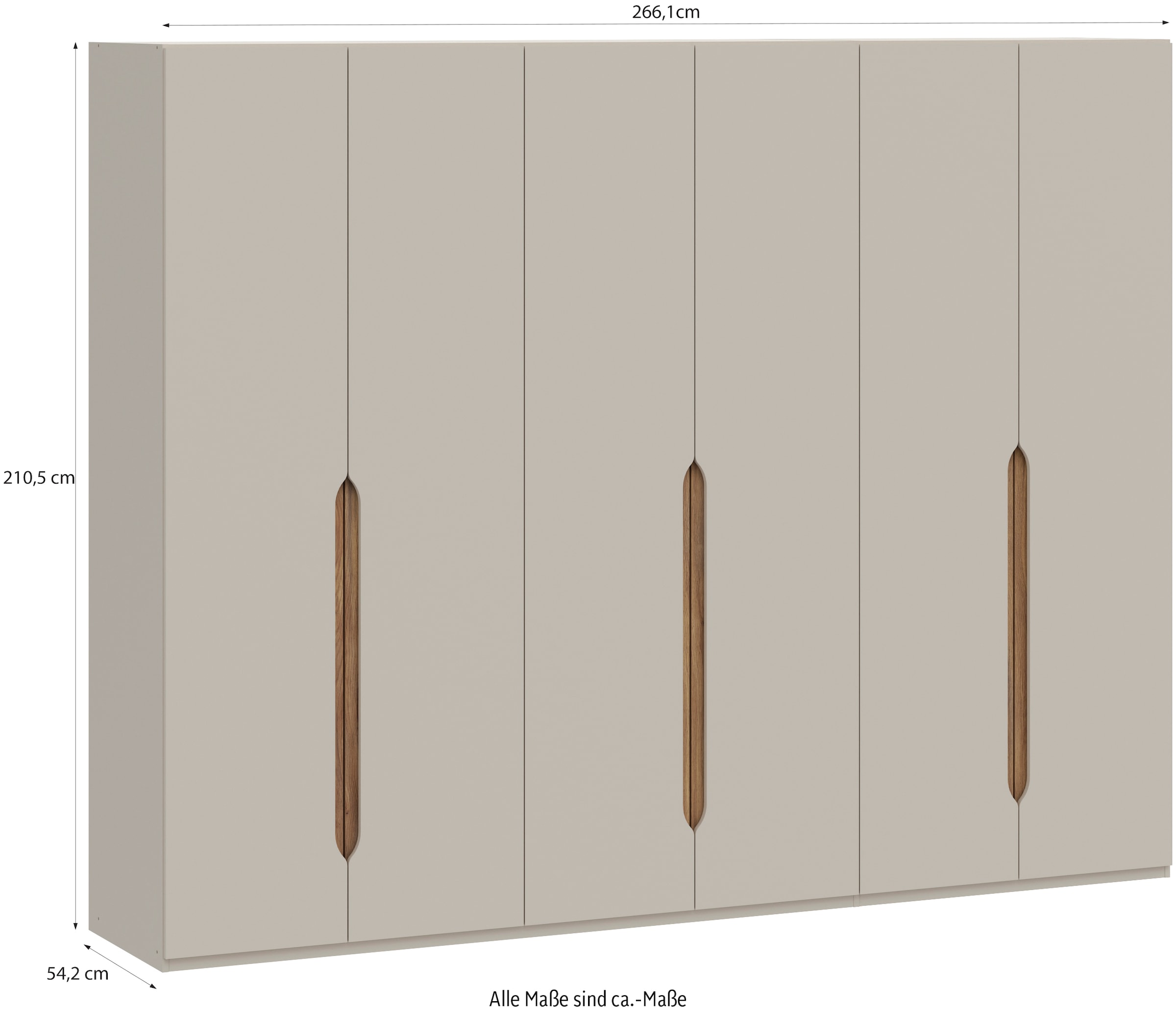 FORTE Drehtürenschrank, Höhe 2,10 mtr., stehende Montage, Grifflos