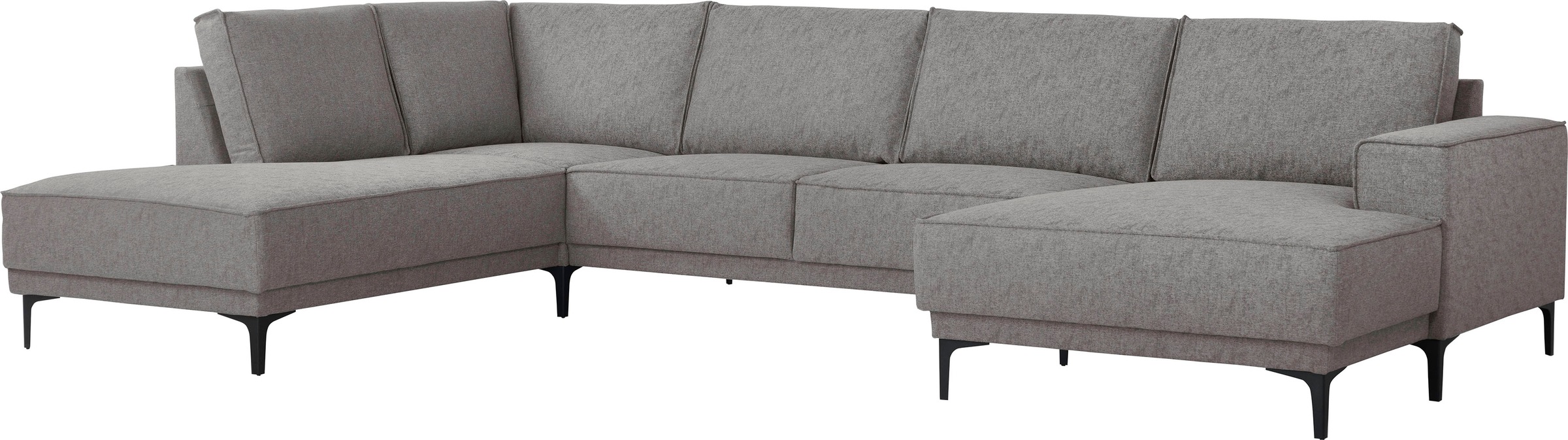 Places of Style Wohnlandschaft »Oland«, U-Form, 345 cm, Wellenunterfederung, Skandi-Design, Metallfüße