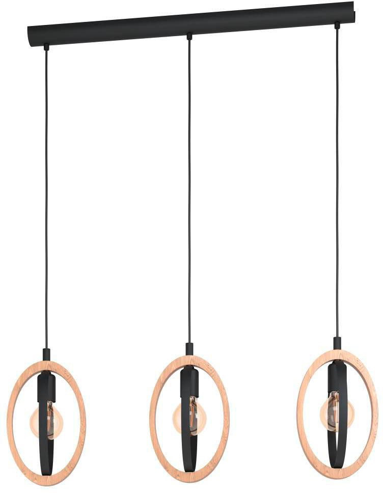 EGLO Hängeleuchte »BASILDON«, E27, 1 St., schwarz, braun / L78 x H110 x B16 günstig online kaufen