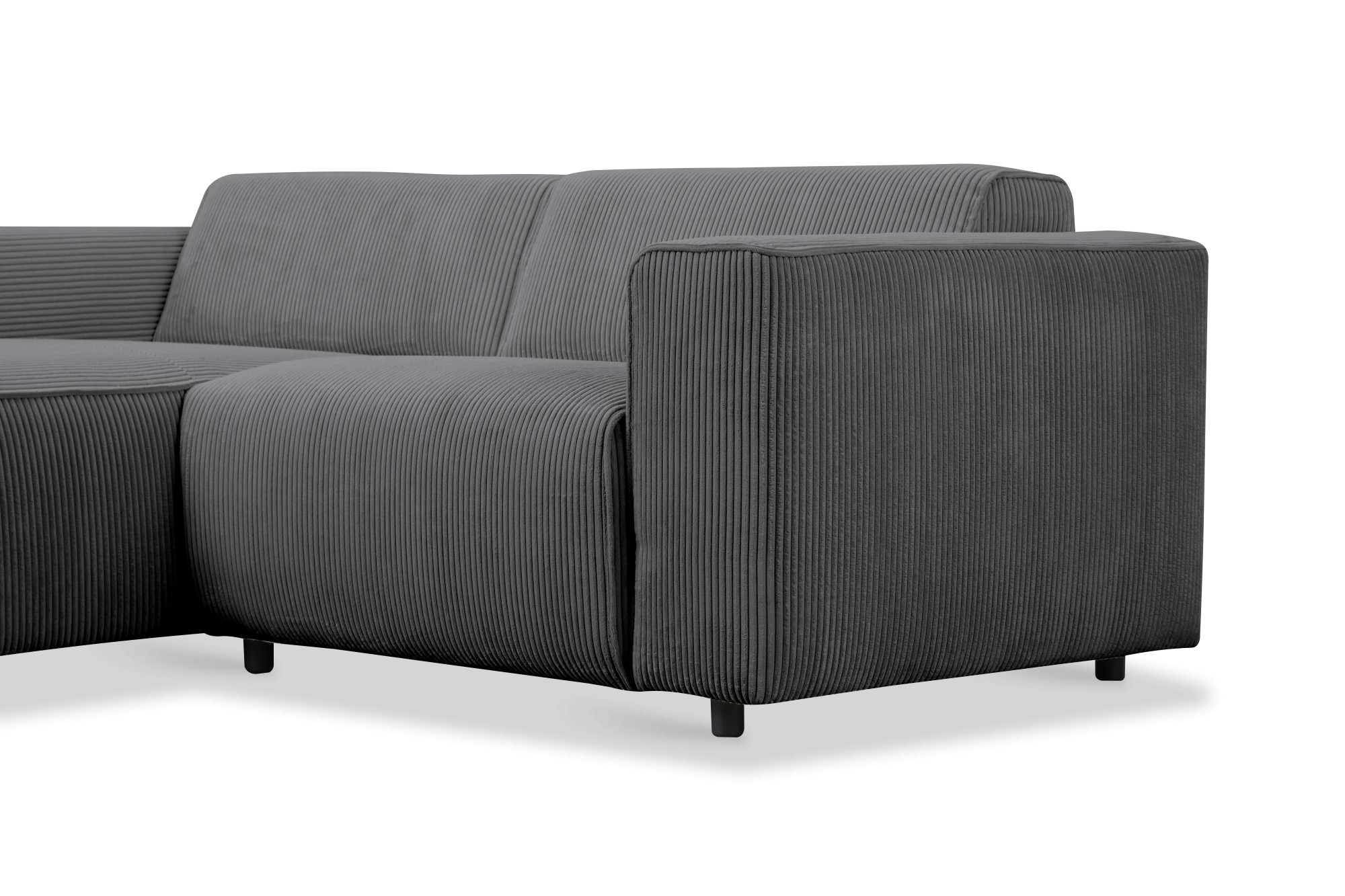 andas Ecksofa »Noord mit Kedernaht, Breite 234 cm«, Cord, Struktur, Webstoff, mit Wellenunterfederung, Massivholzrahmen