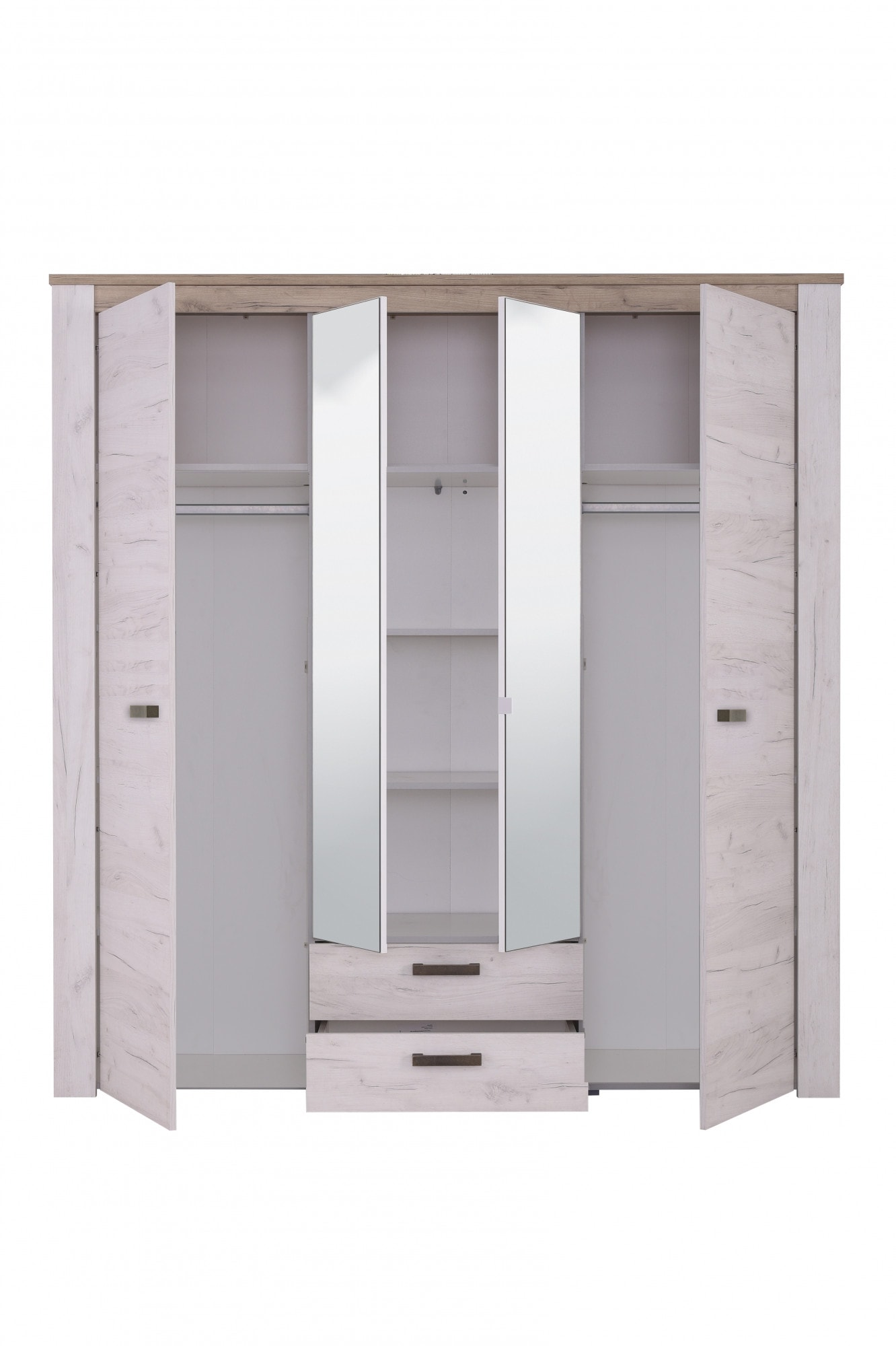 Home affaire Kleiderschrank »Kent, FSC®-zertifizierter Holzwerkstoff, Made in Europe«, Schlafzimmerschrank mit Spiegel und Schubladen, 198,5x55,5x206,5cm
