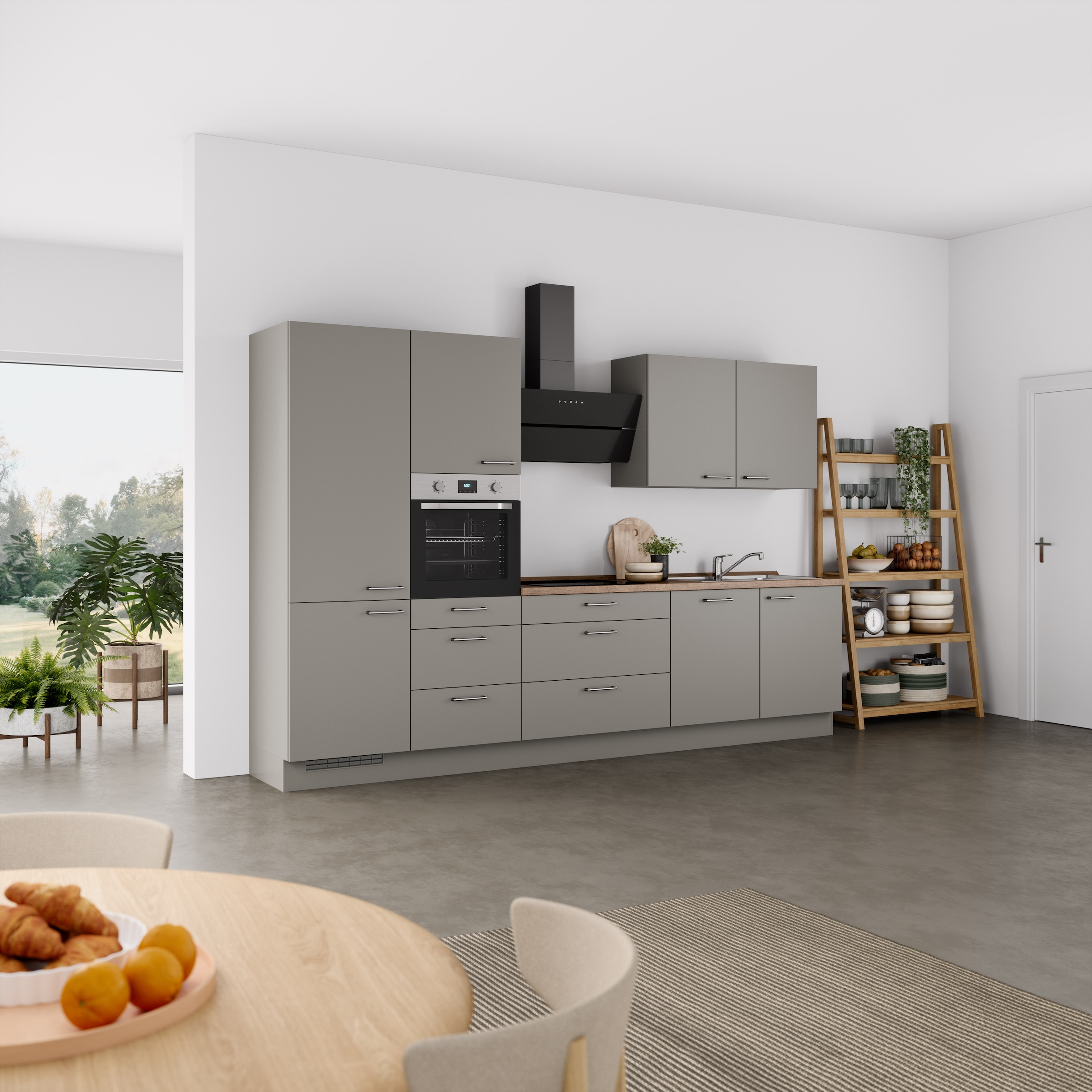 nobilia® Küchenzeile »"Laser II"«, vormontiert, Ausrichtung wählbar, Breite 330 cm, wahlw. mit E-Geräten