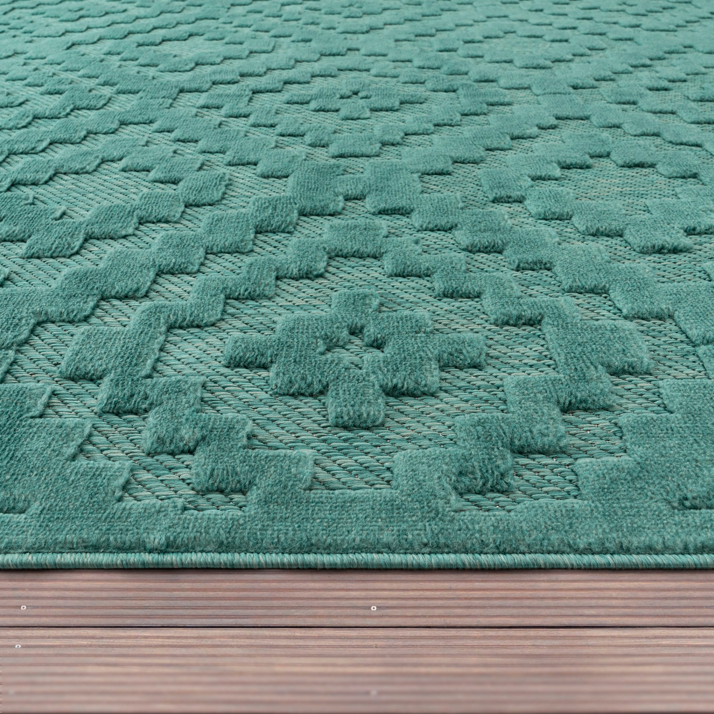 Paco Home Teppich »Livorno 672«, Rauten Uni-Farben, Scandi, rechteckig, Outdoor Effekt, Muster, Raten geeignet kaufen Hoch-Tief auf