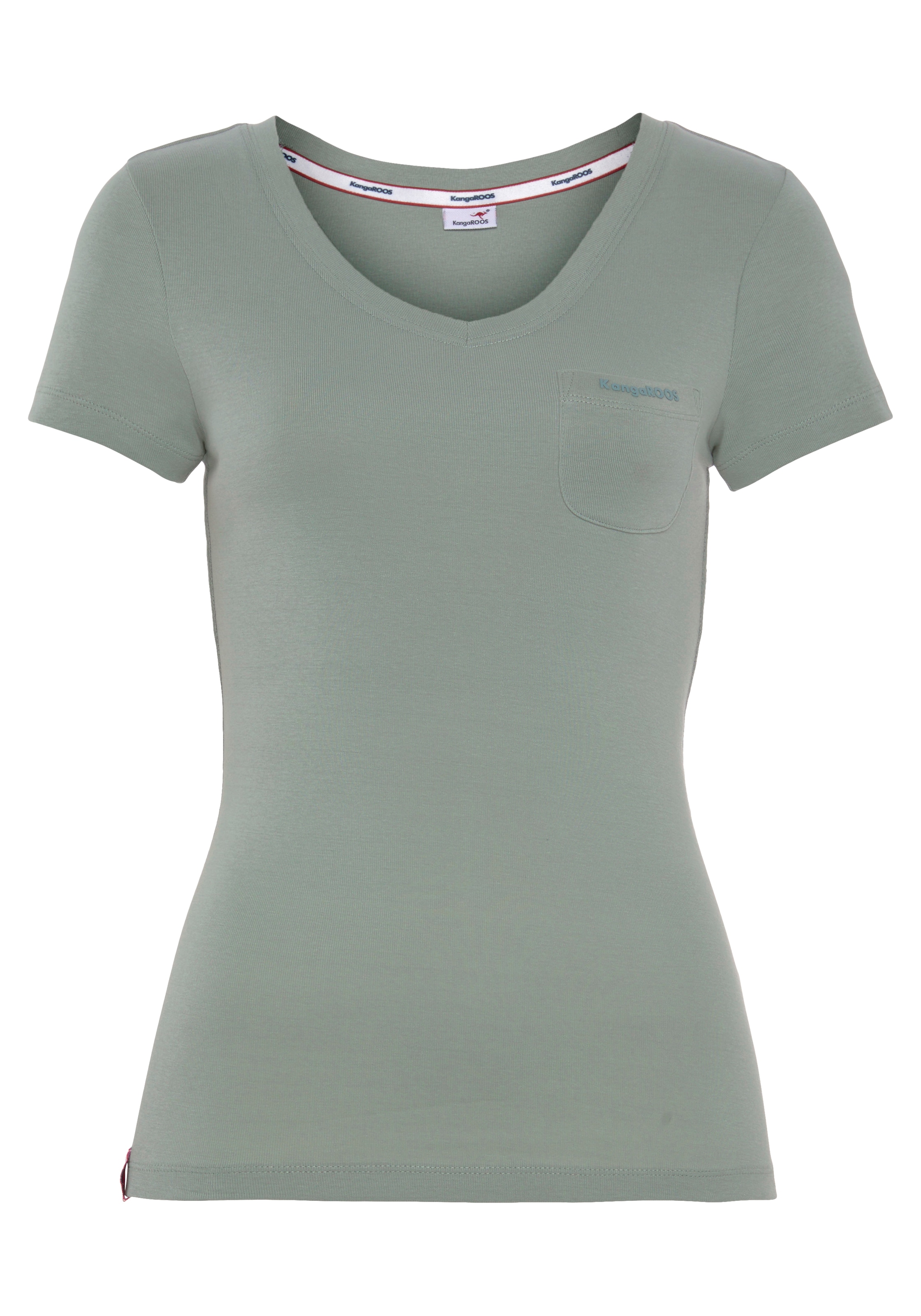 KangaROOS V-Shirt, (Spar-Set, 2er-Pack), Kurzarm, figurbetonter Schnitt, aus Baumwolle, im 2er-Pack