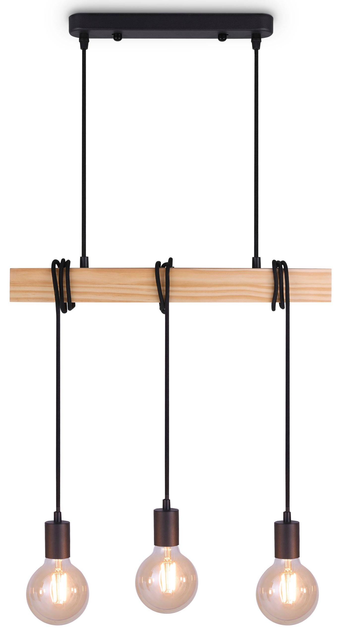 Paco Home Pendelleuchte »SINA«, Leuchtmittel E27 | ohne Leuchtmittel, LED Pendellampe Hängeleuchte Wohnzimmer Esszimmer Vintage Holz 3x E27