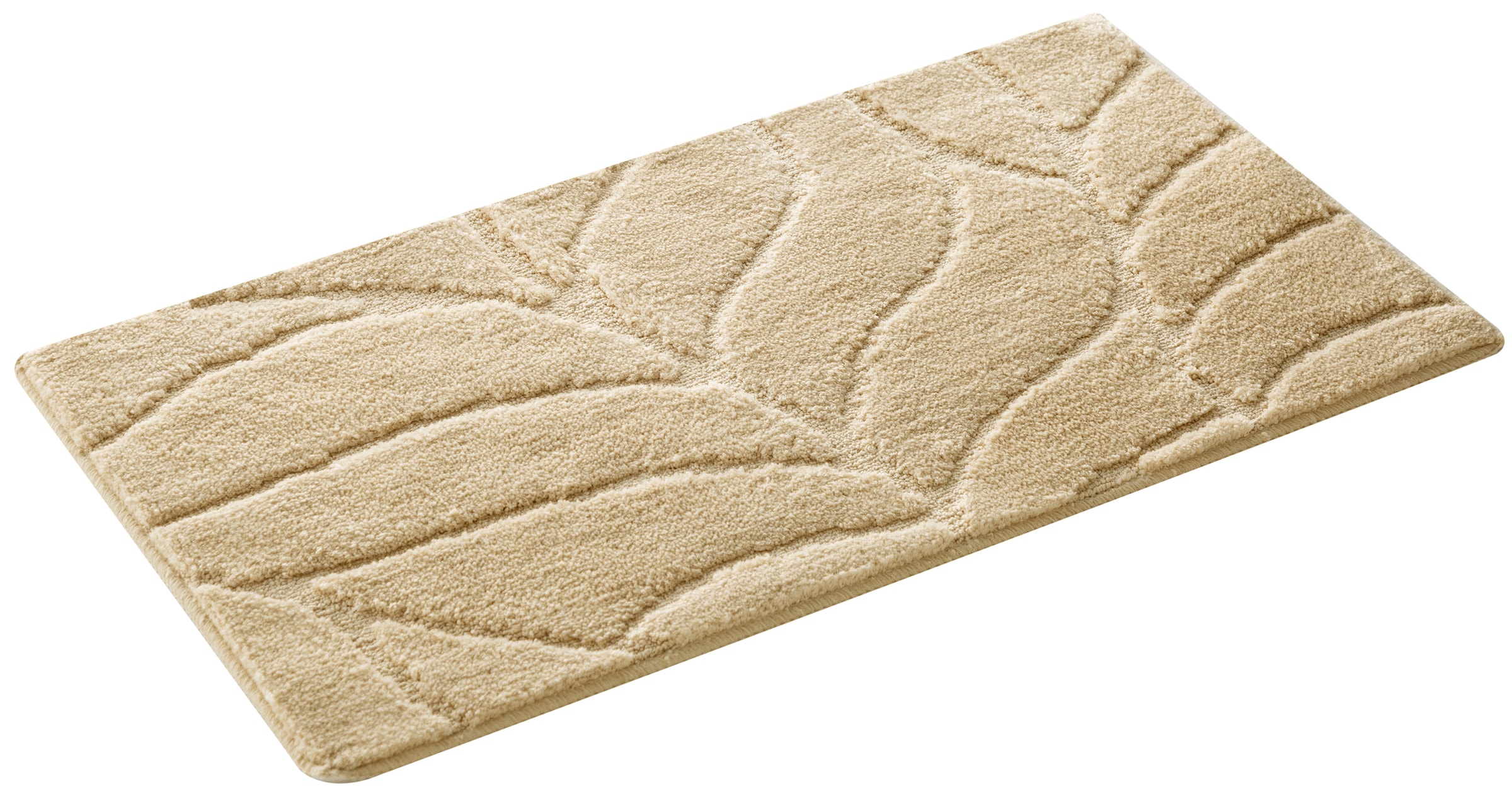 my home Badematte »Epense, Badvorleger, Badezimmer Teppich, Duschvorleger«, fußbodenheizungsgeeignet-schnell trocknend, Badteppich, Uni Farben, Blätter, Hoch-Tief Effekt