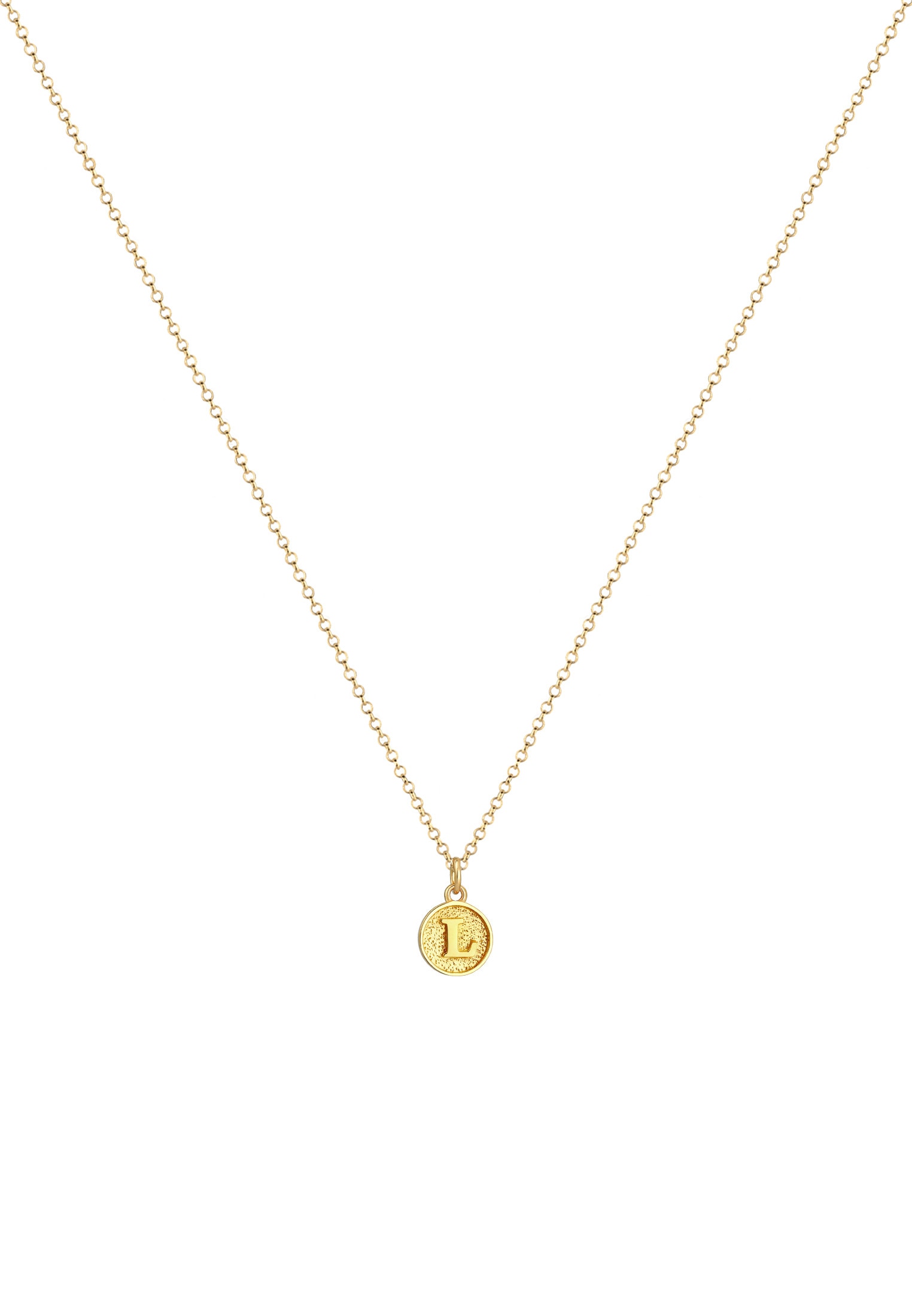 Elli Kette mit Anhänger »Plättchen Vintage Buchstabe L Initialen 925 Sterling Silber«