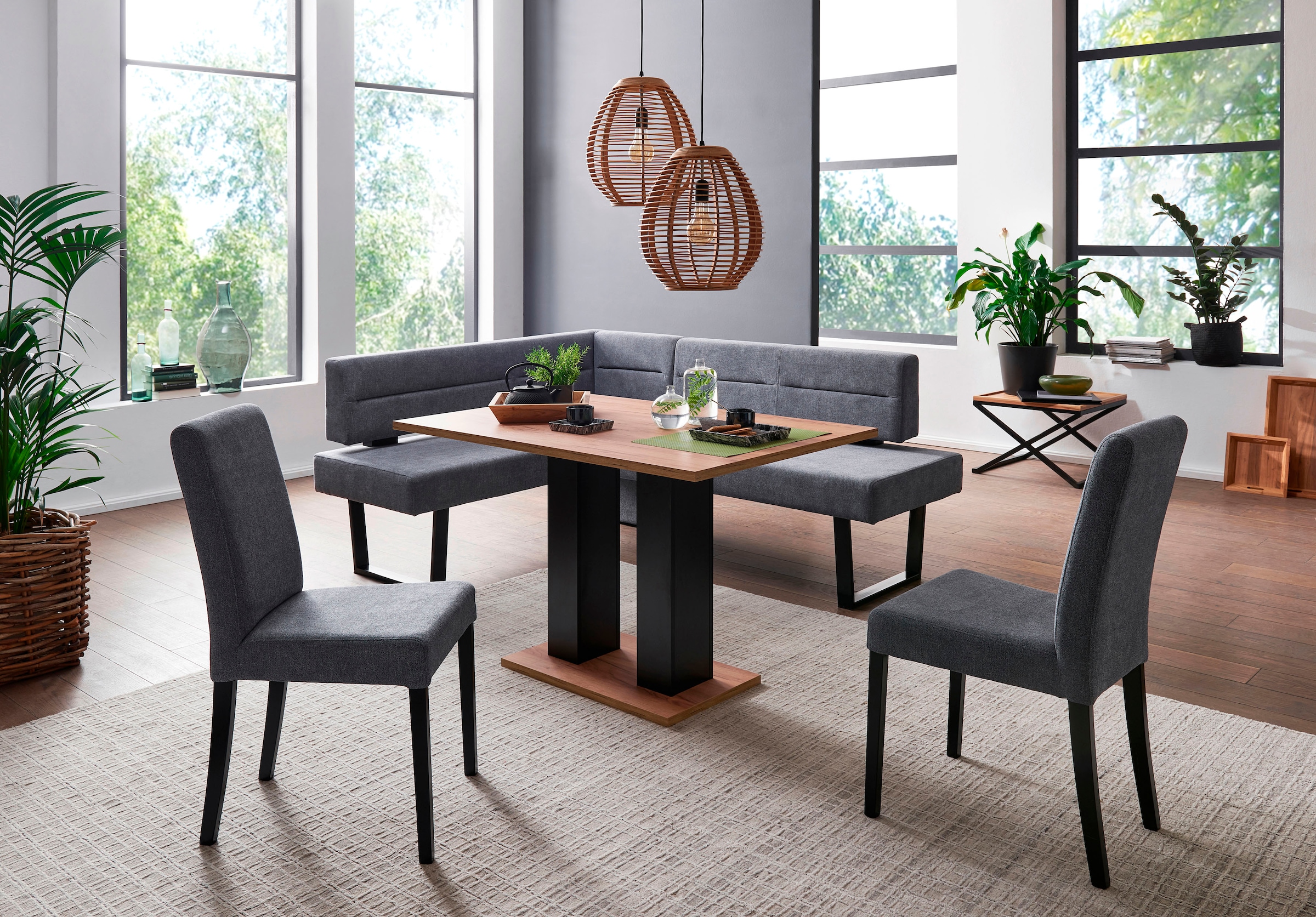 massivline&more Eckbank »Martina«, modernes Design, Gestell aus massivem Metall