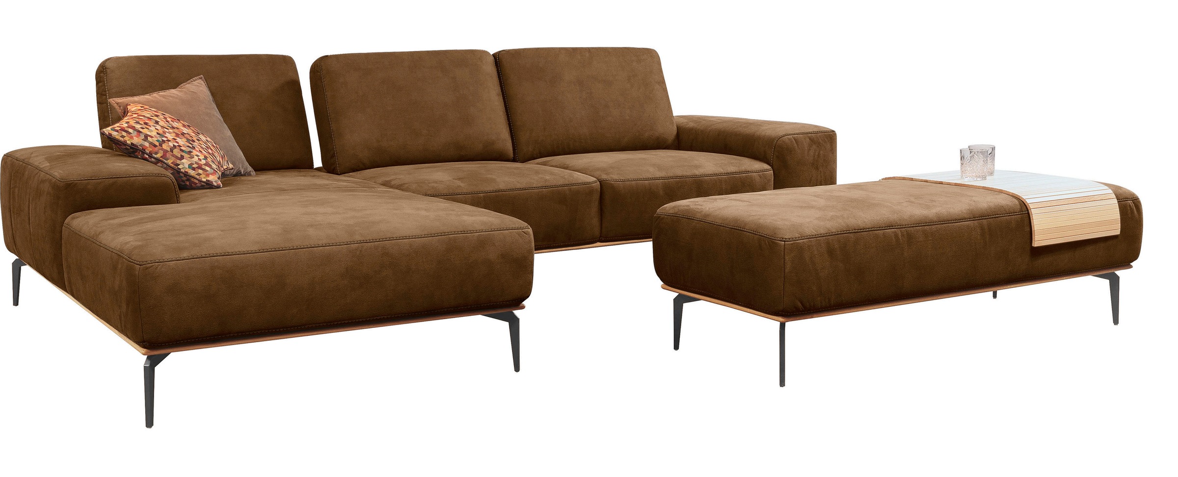 W.SCHILLIG Ecksofa »run, Designsofa mit tollem Sitzkomfort, bequem, L-Form«, mit Holzsockel, Füße in Schwarz pulverbeschichtet, Breite 319 cm