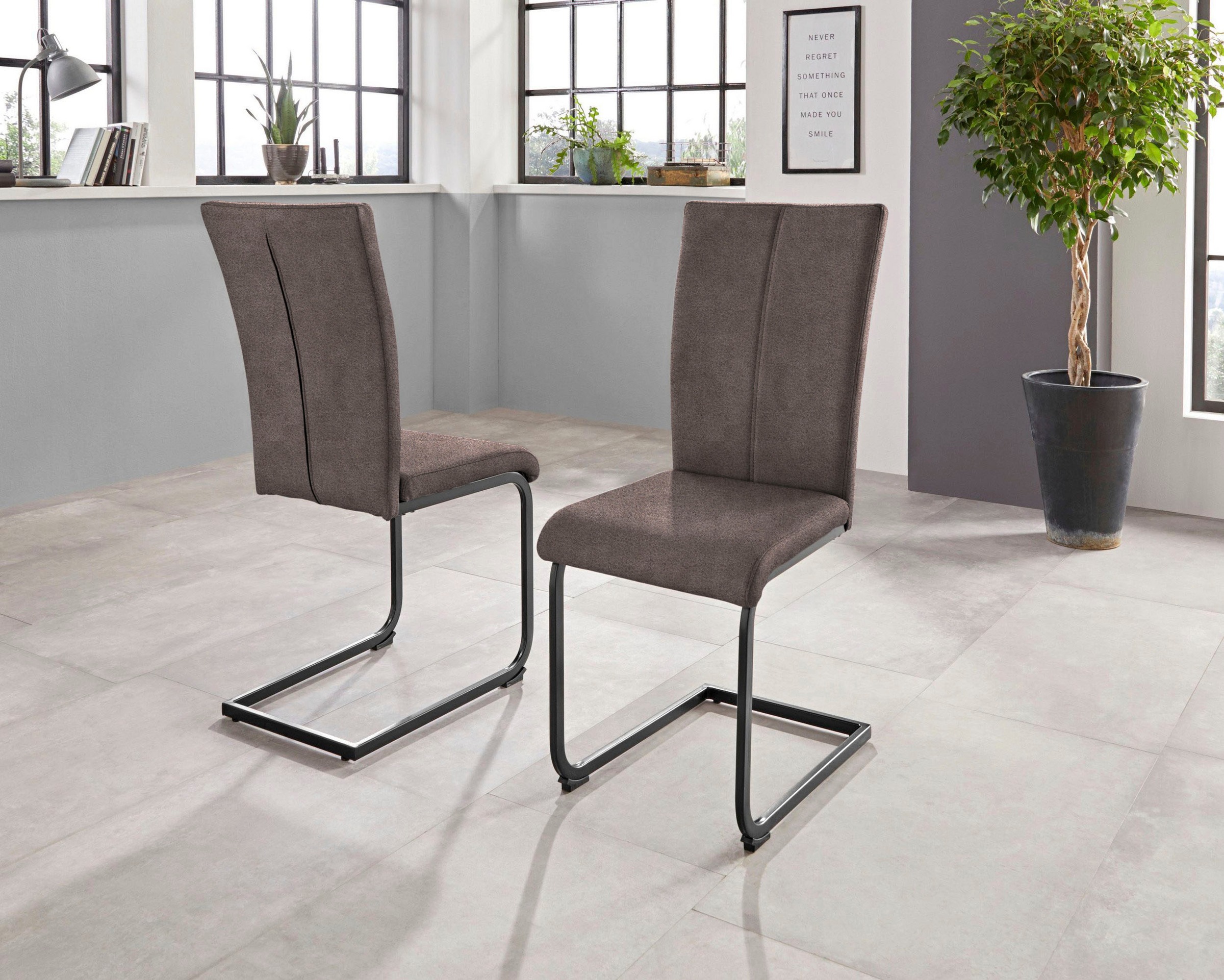 Home affaire Freischwinger »Oliver« (Set) 2 Stk. Microfaser Stuhl belastbar günstig online kaufen
