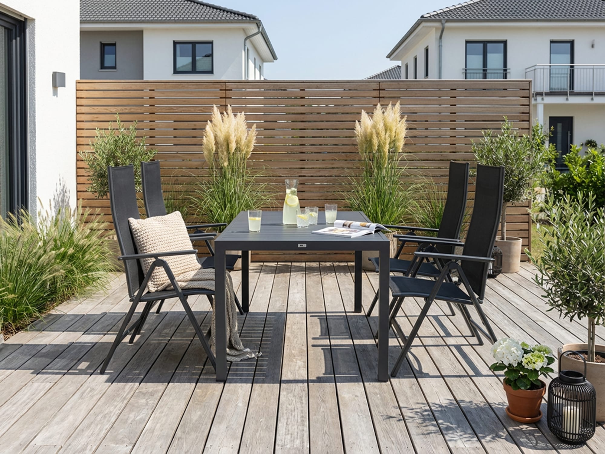 KONIFERA Garten-Essgruppe »»Messina«« Set, 4x Sessel, Tisch 90x160x75 cm, Aluminium, Textilgewebe, 5 Stk. tlg. Tisch 90x160x75 cm,  4 Stühle