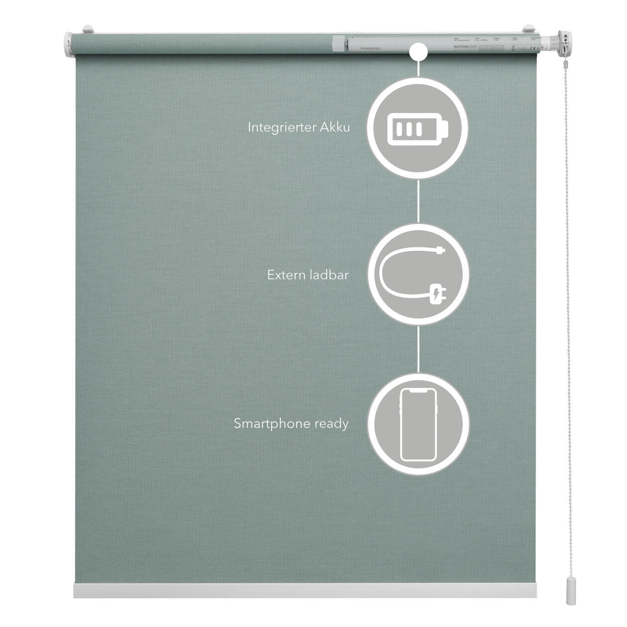 LICHTBLICK ORIGINAL Rollo »Klemmfix, ohne Bohren« blickdicht Blendschutz | Sichtschutz mit Bohren/ohne Bohren freihängend Steuerbar mit Bluetooth-App, integrierter Elektromotor und Akku