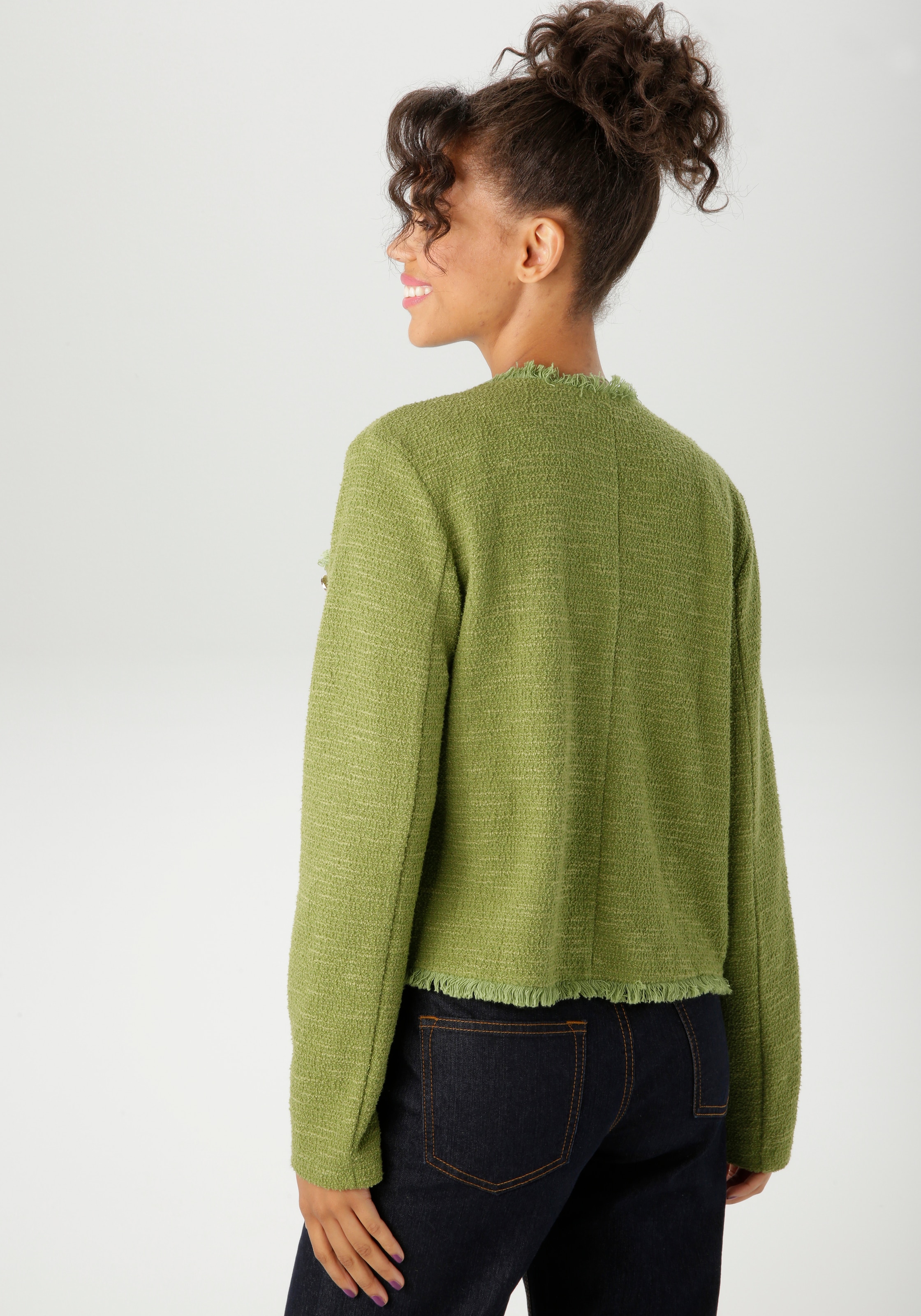 Aniston CASUAL Kurzjacke, aus meliertem Bouclé-Jacquard - NEUE KOLLEKTION