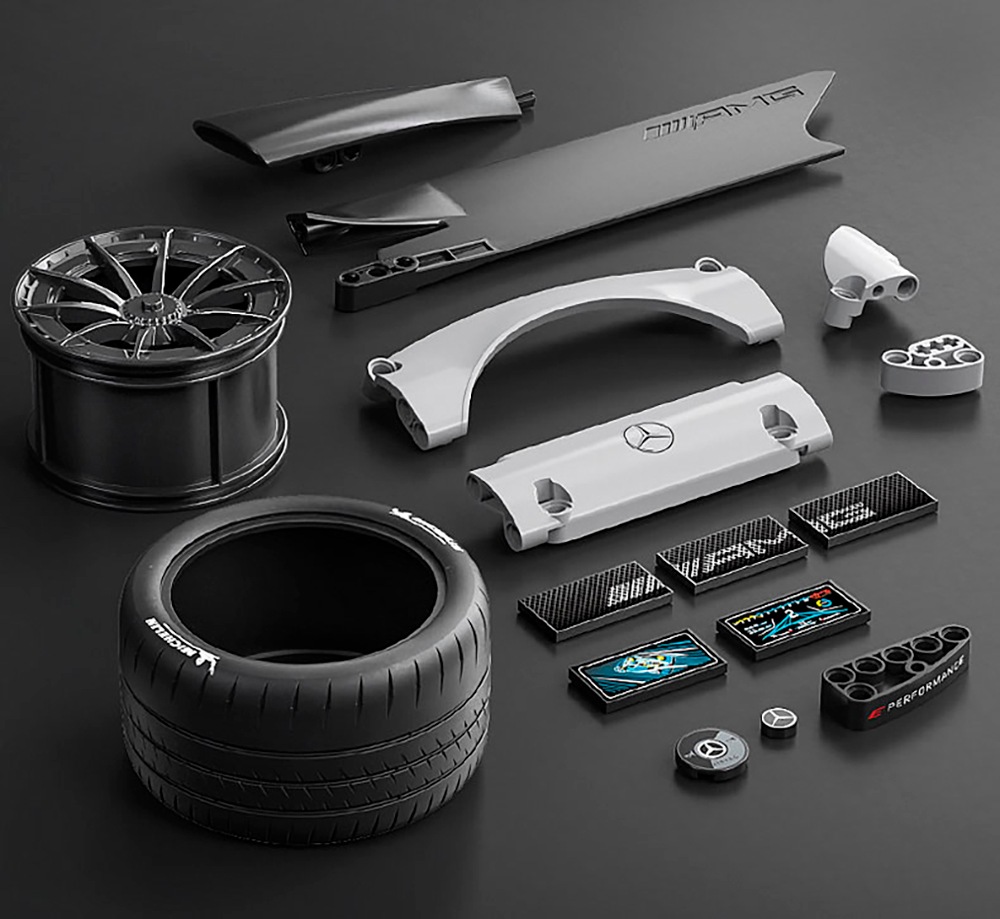 Jamara RC-Auto »CaDA, Mercedes-AMG ONE 1:8 grau 2,4GHz Bricks«, (3295 tlg.), mit LED Licht