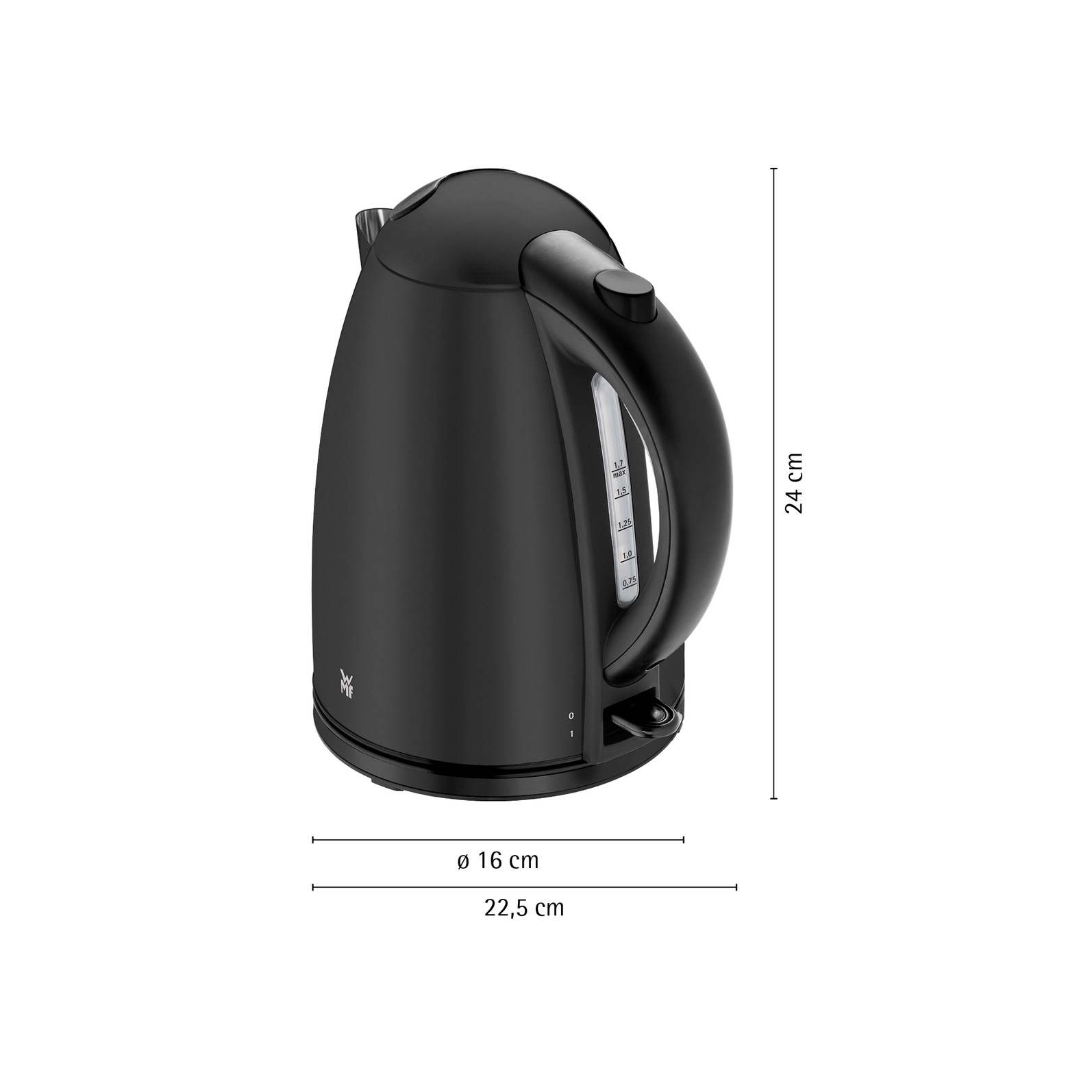 WMF Wasserkocher »Stelio Deep Black« 1,7 l 2400 W Cromargan, beleuchtete Wasserstandsanzeige, 2400 Watt